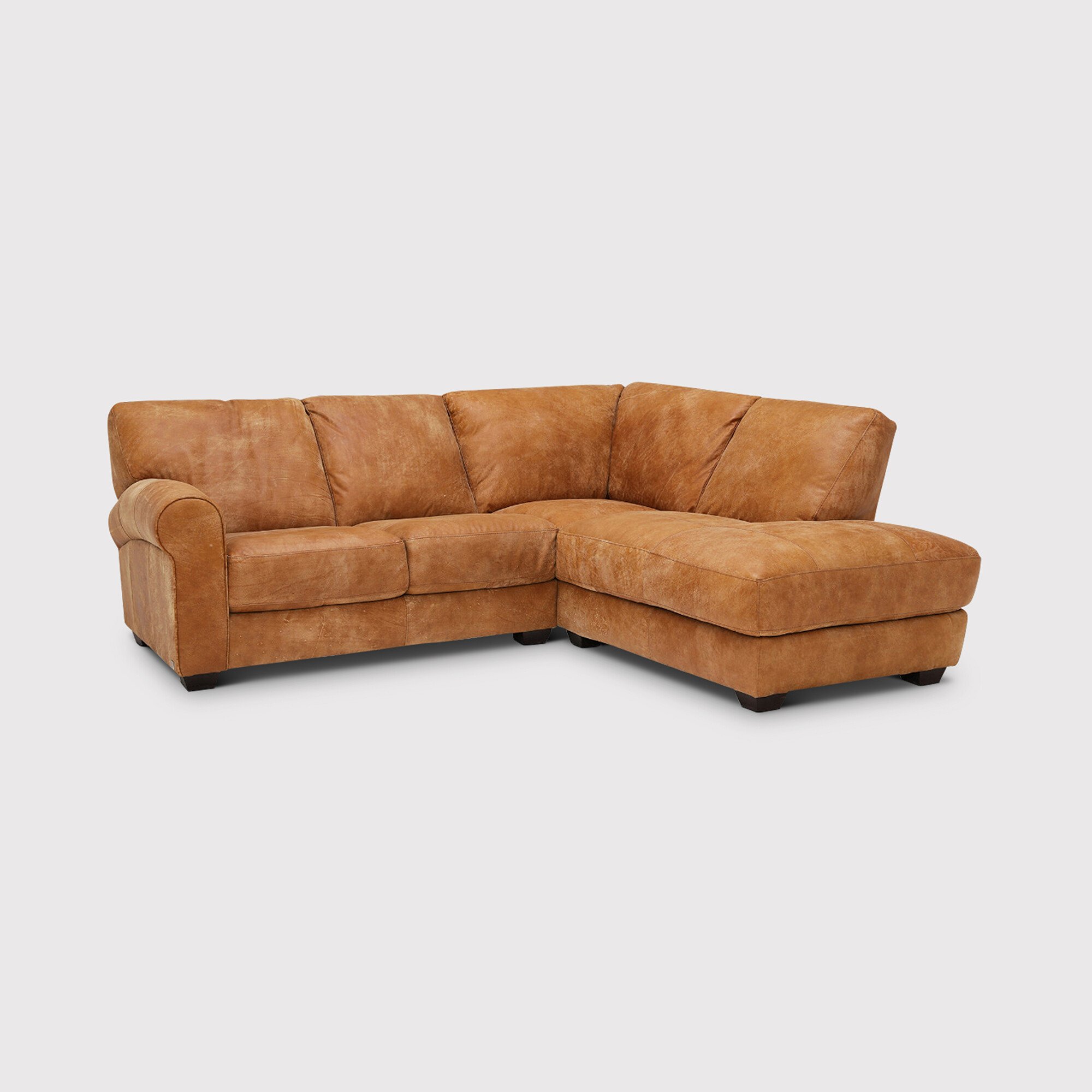 Houston Medium Corner Rhf Chaise Corner Sofa, Brown Leather | Barker & Stonehouse
