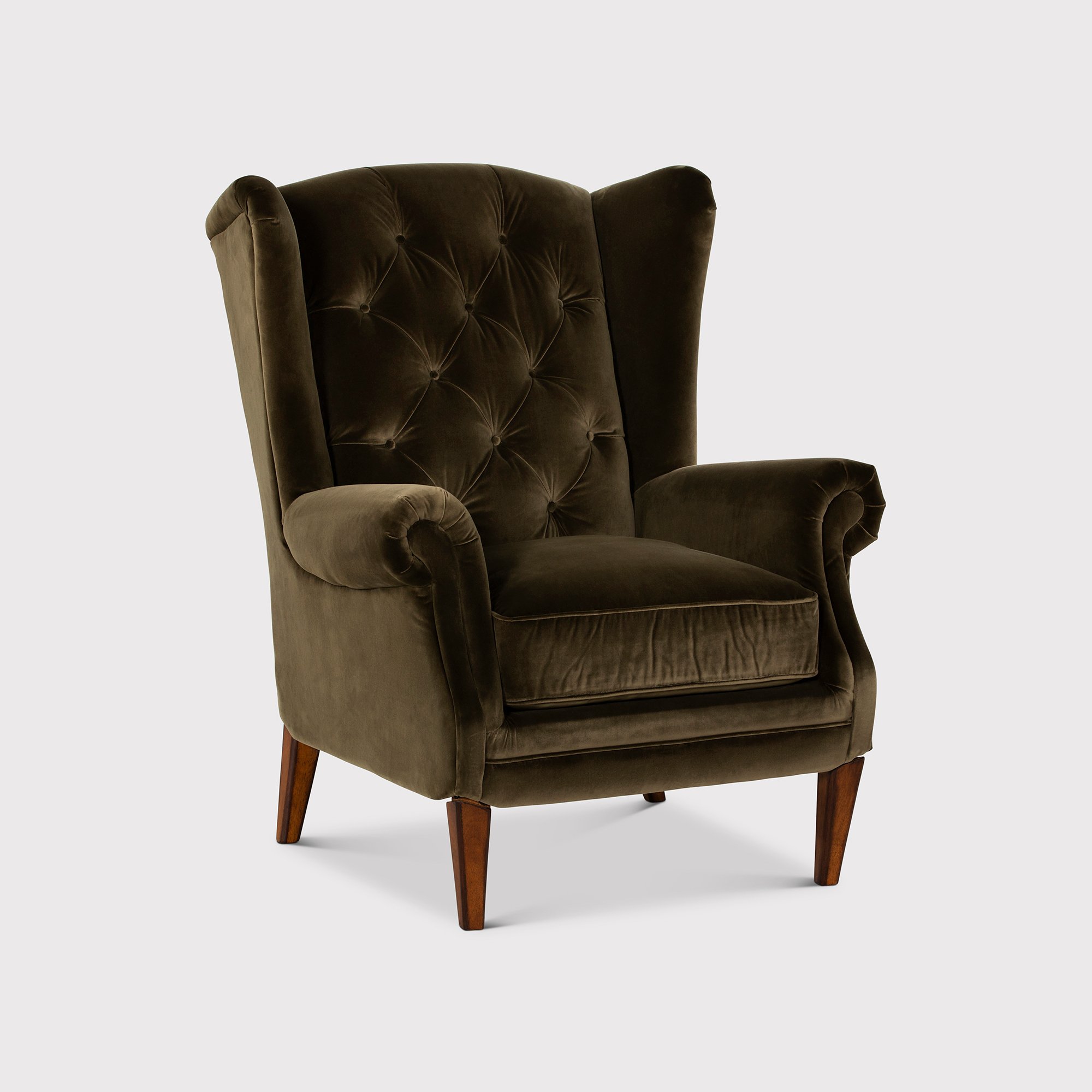 Cassia Wing Armchair, Green Fabric | Barker & Stonehouse