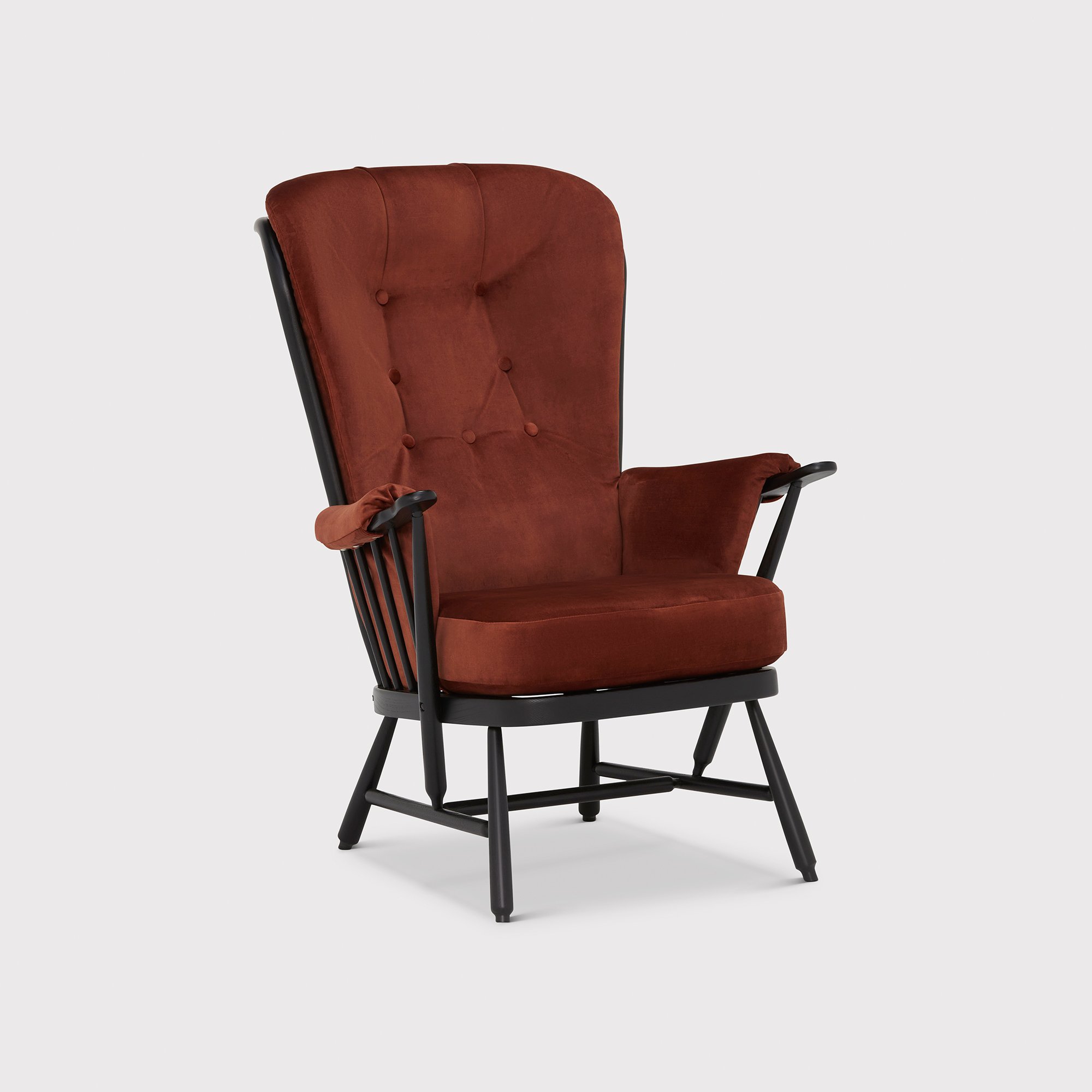Ercol Evergreen Easy Armchair, Red Fabric | Barker & Stonehouse