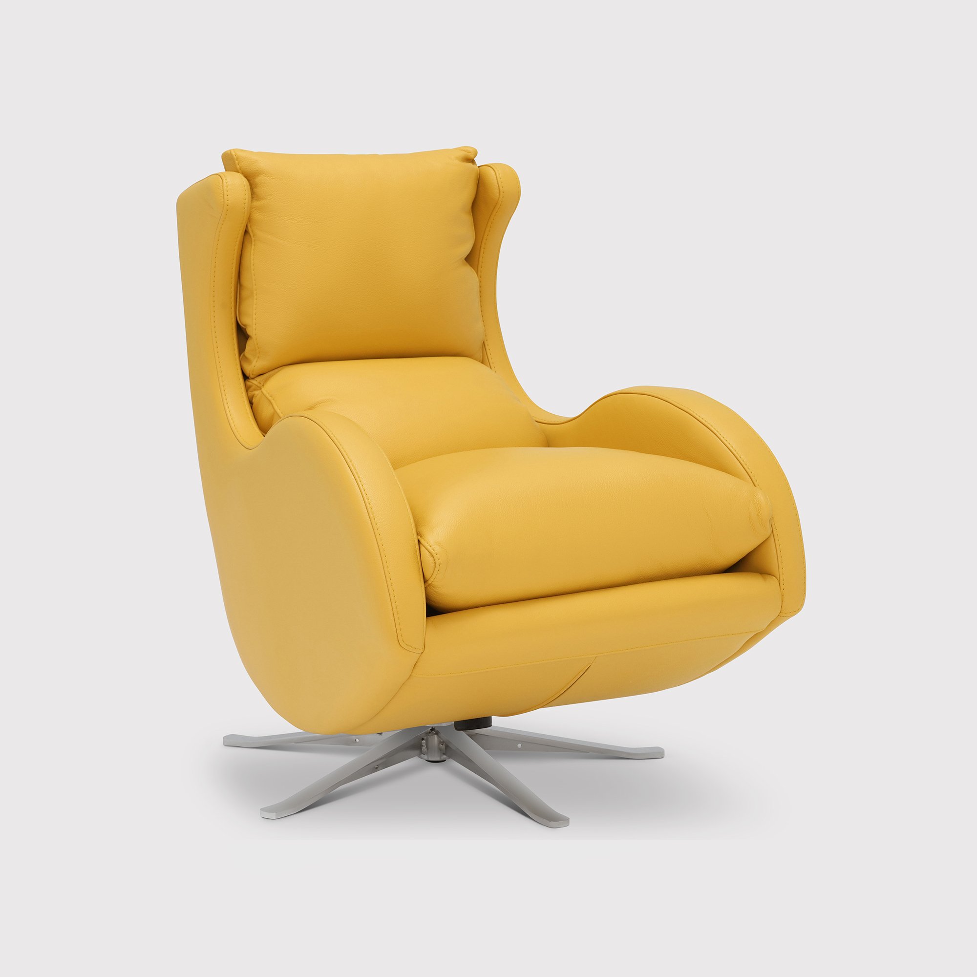 Lenny Rocking & Swivelling Armchair, Yellow Leather | Barker & Stonehouse