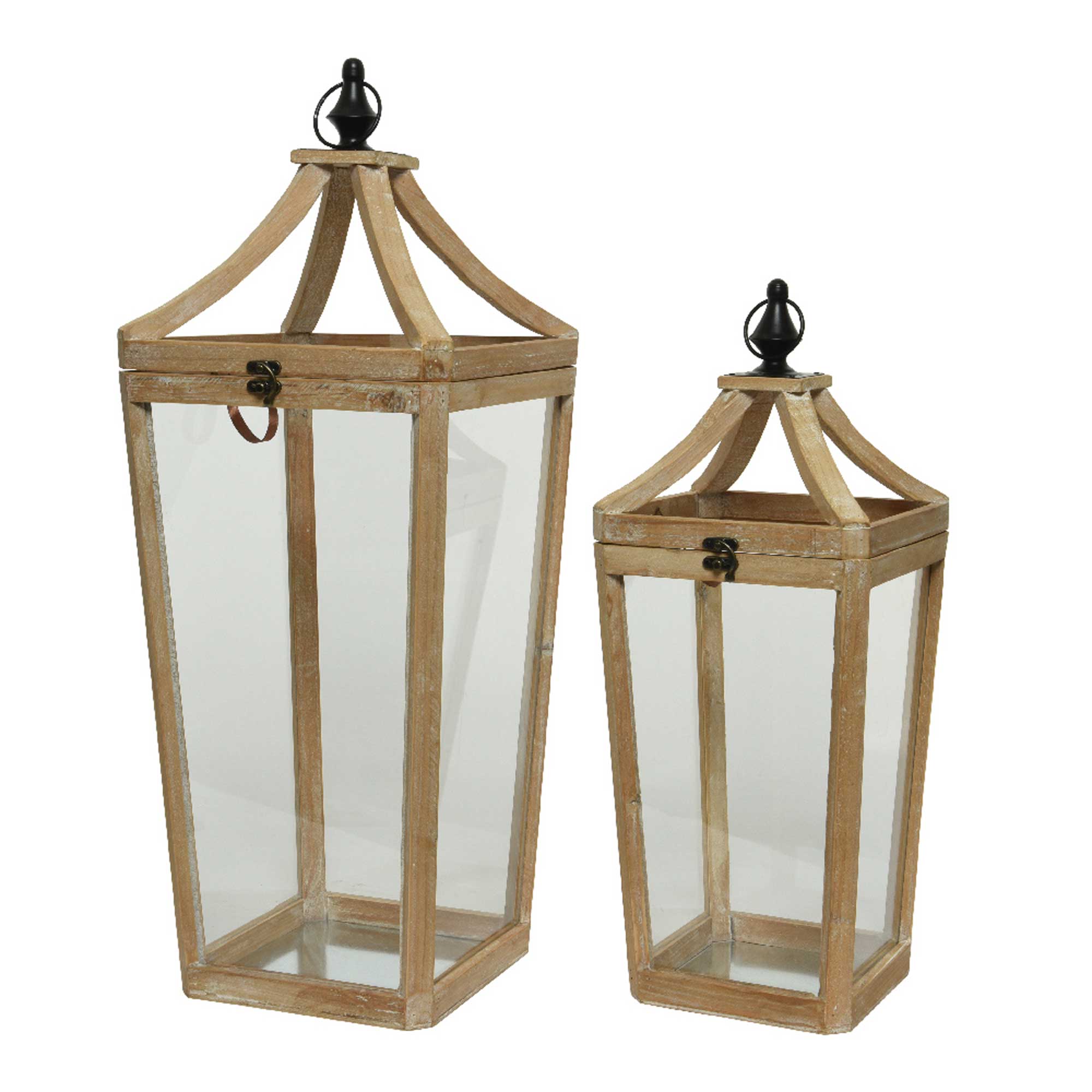 Set of 2 Wood Lanterns, Neutral | Barker & Stonehouse