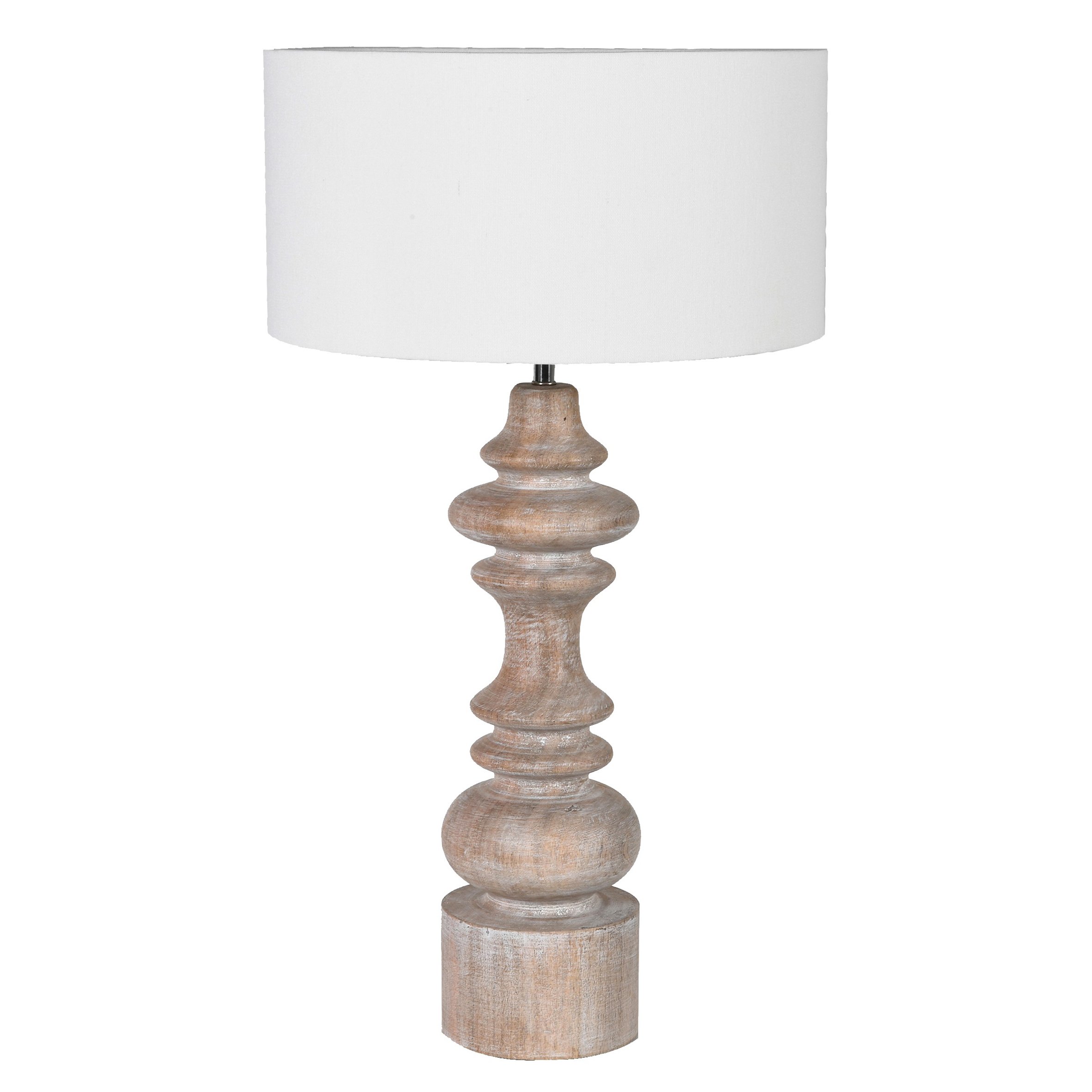 Sculpted Wooden Table Lamp, White | Barker & Stonehouse
