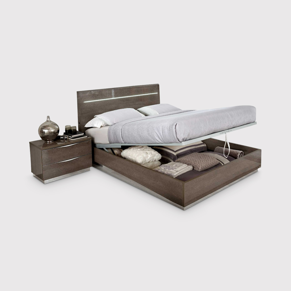 Lutyen 140cm Double Bed Storage Base With Folding Slats, Grey | W148cm | Barker & Stonehouse
