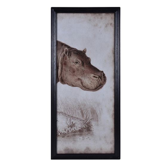 Timothy Oulton Animal Hippo Right Art Print, Square, Black | Barker & Stonehouse