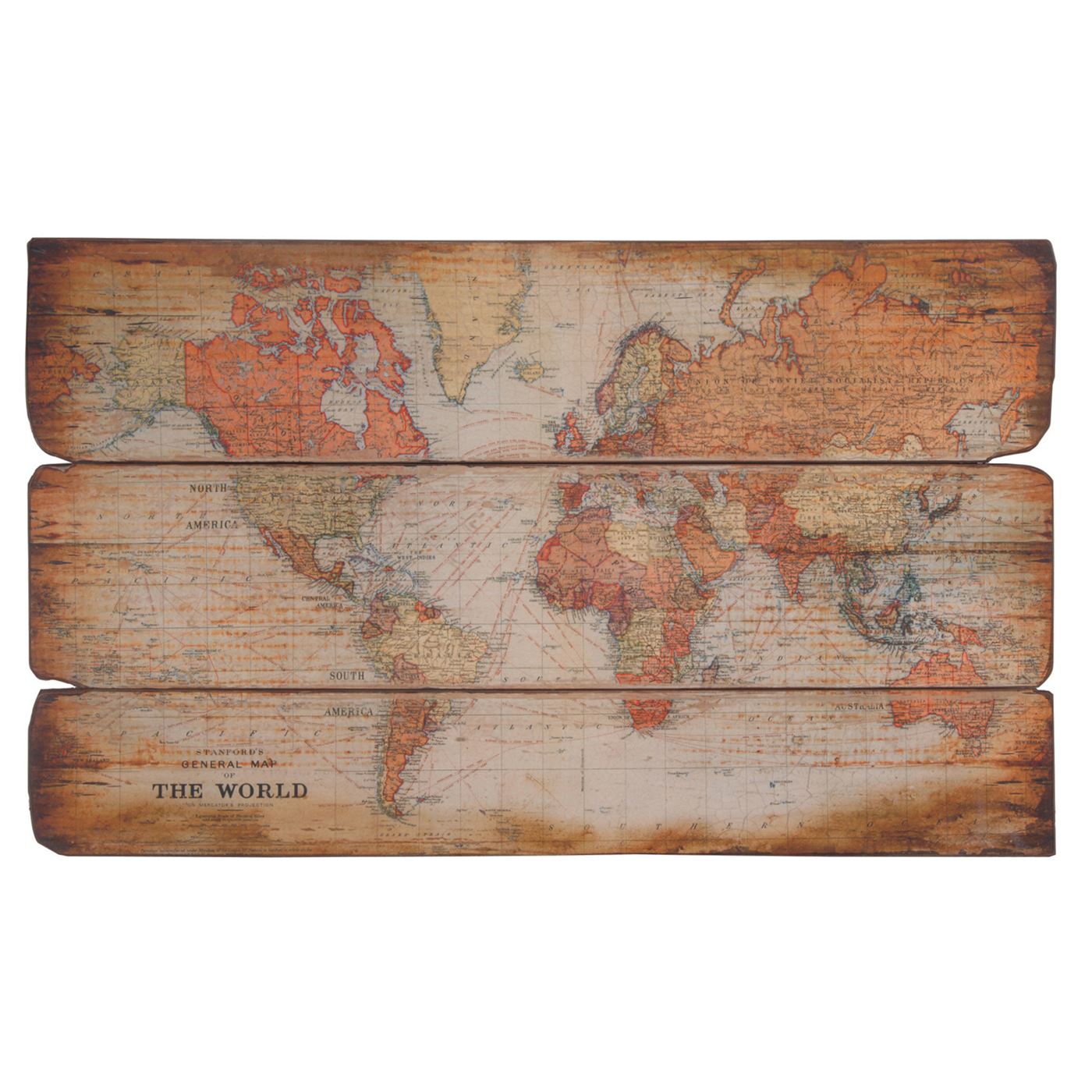 Large Wooden World Map Plaque | Barker & Stonehouse