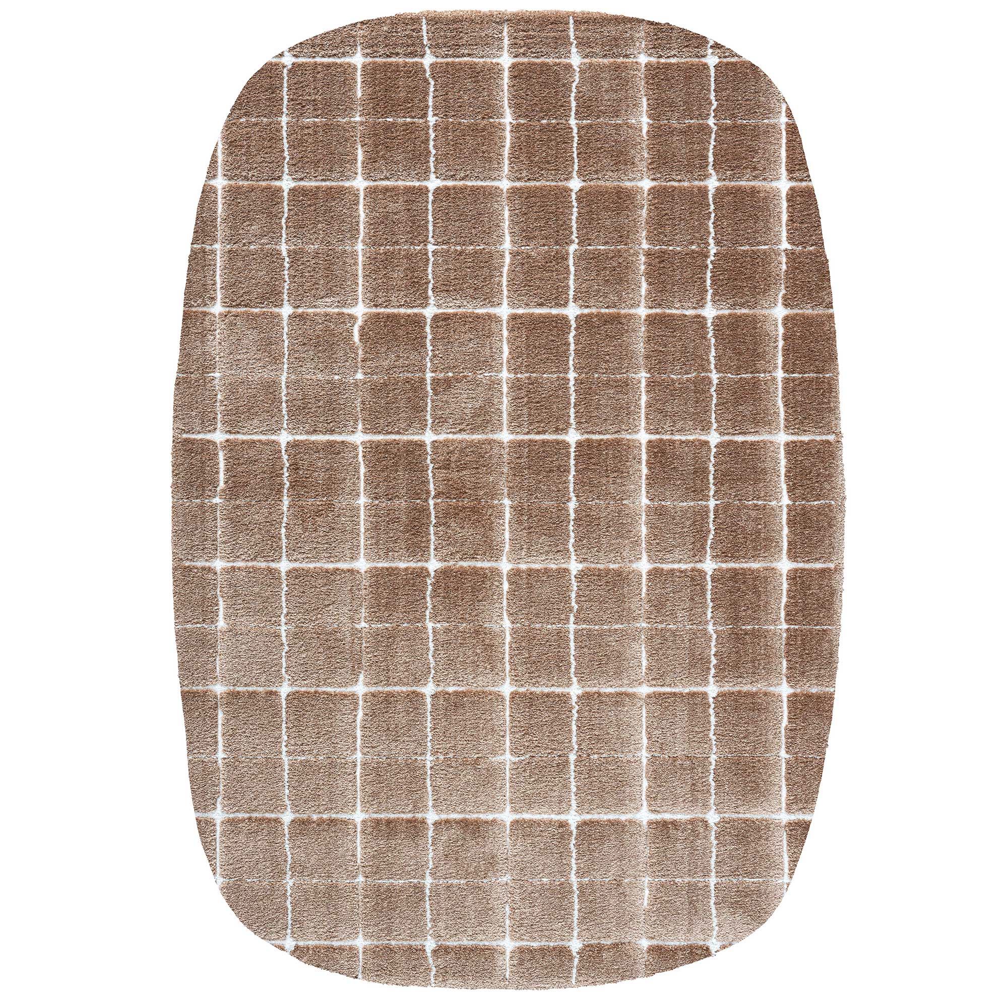 Fania 160X230cm Round Rectangle Rug, Square, Brown | Barker & Stonehouse