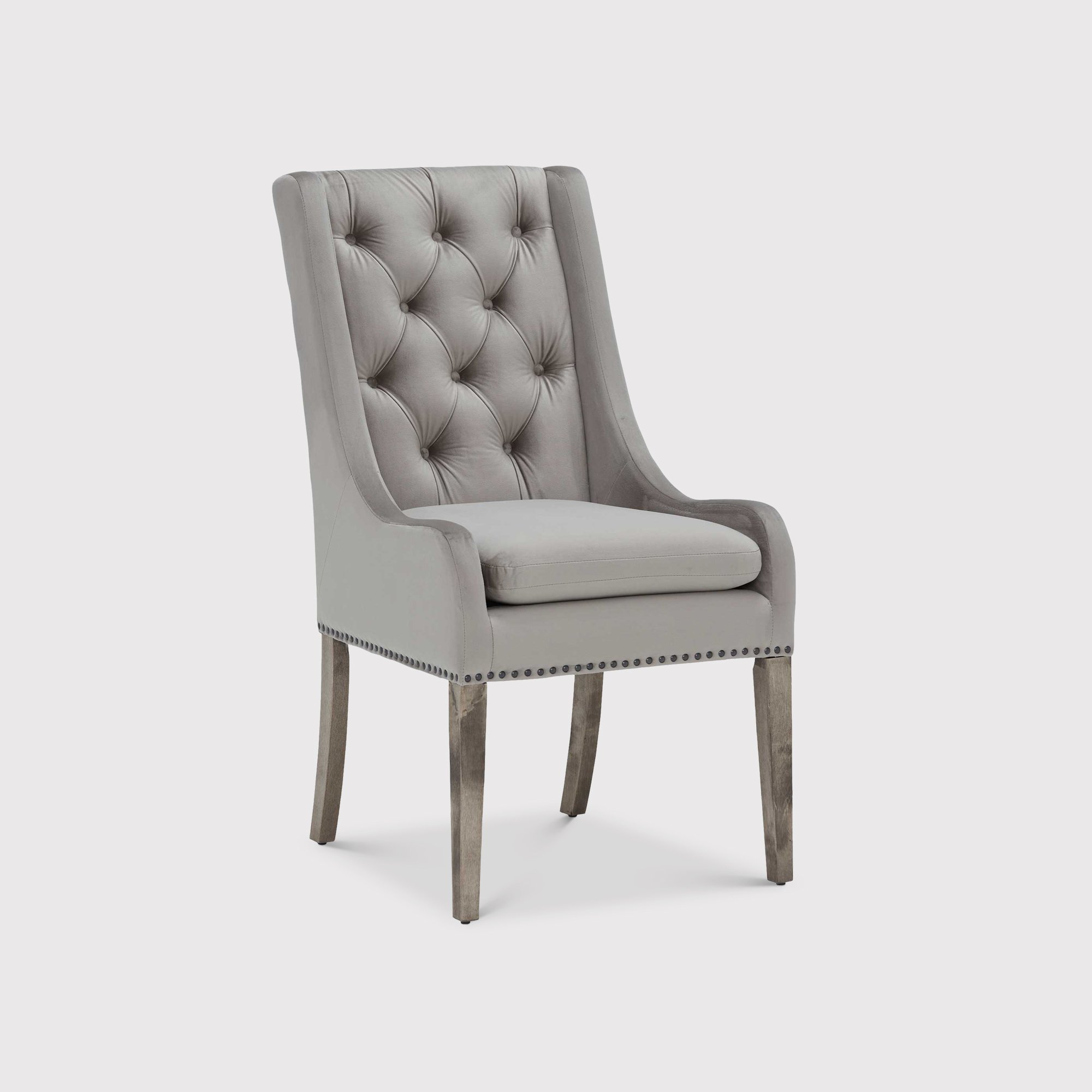Ophelia Buttoned Back Dining Chair, Neutral Velvet | Barker & Stonehouse