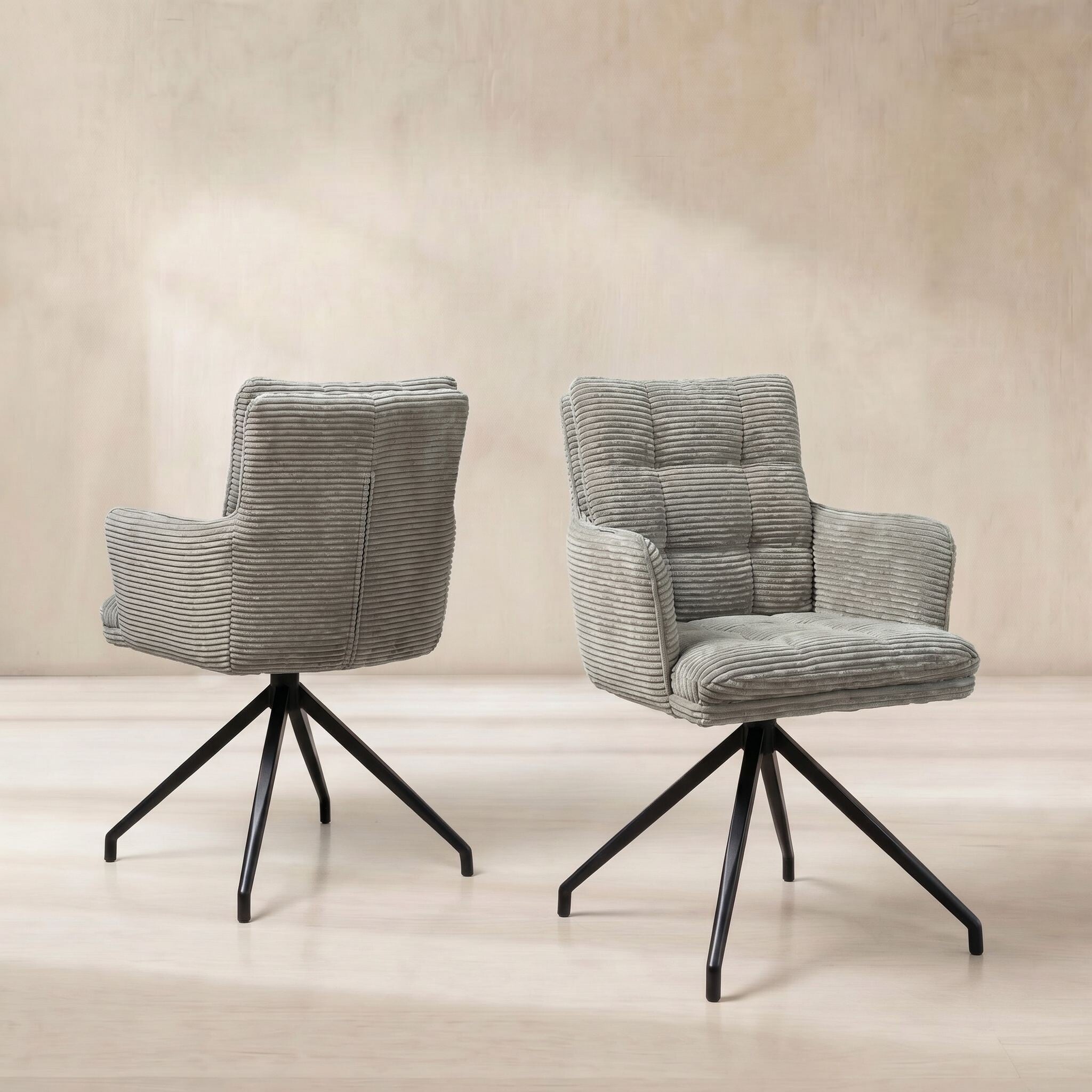 Odine swivel dining chair in grey velvet