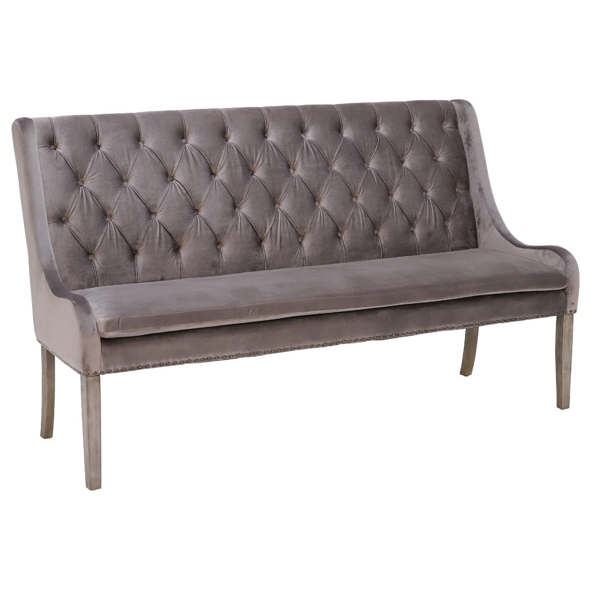 Ophelia Buttoned Back Bench 160cm, Grey | Barker & Stonehouse
