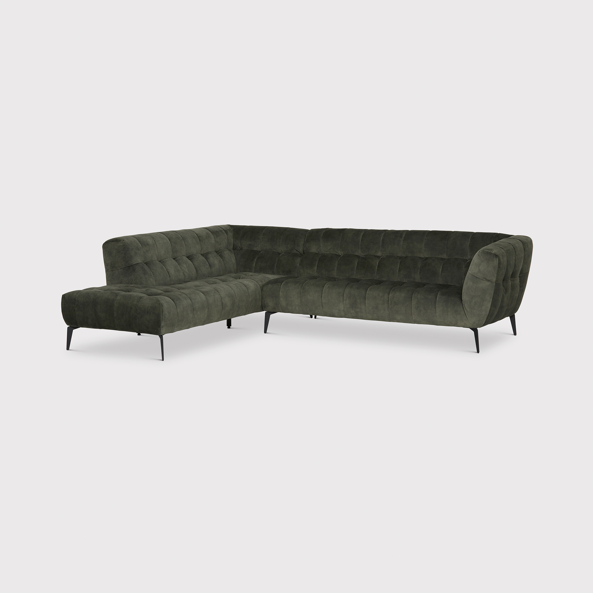 Azalea Dark Green Velvet Left Hand Corner Sofa Barker Stonehouse
