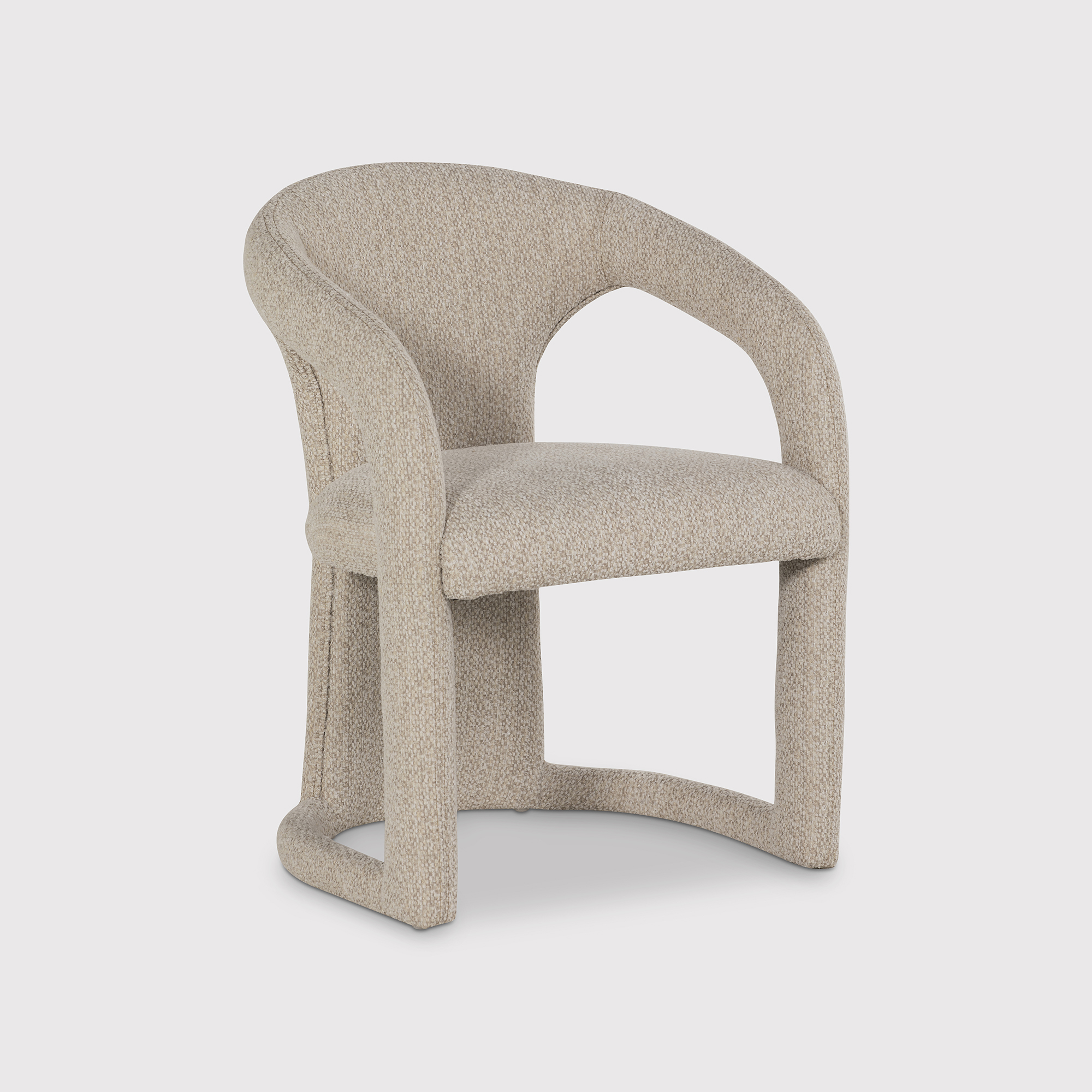 Opal Neutral Boucle Dining Armchair, - Barker & Stonehouse