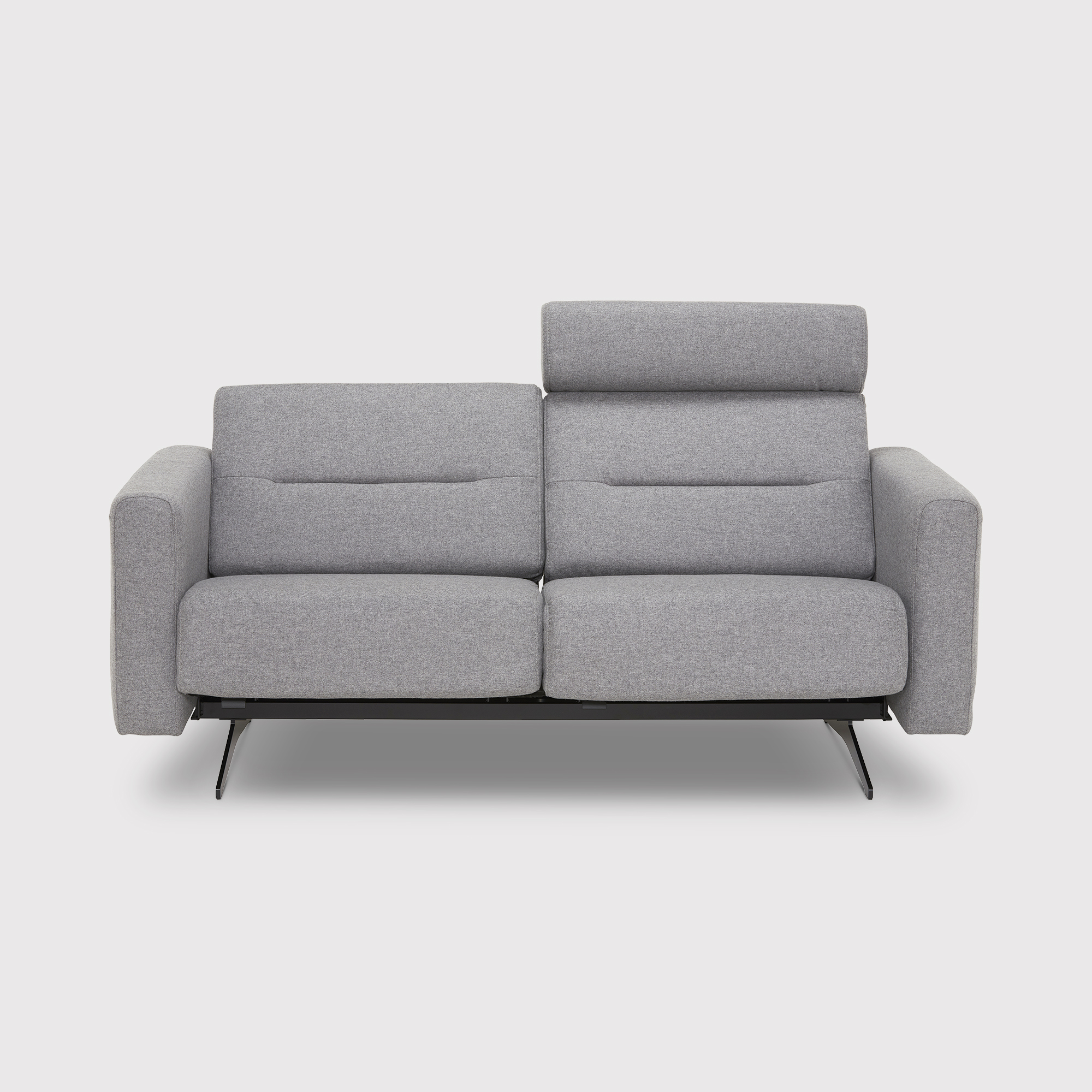 Stressless Stella 2 Seater Recliner Sofa With S2 Arms & Headrest, Grey Fabric | Barker & Stonehouse