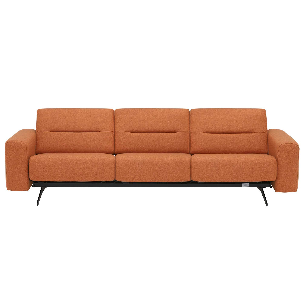 Stressless Stella 3 Seater With S1 Arms Recliner Sofa, Orange Leather | Barker & Stonehouse