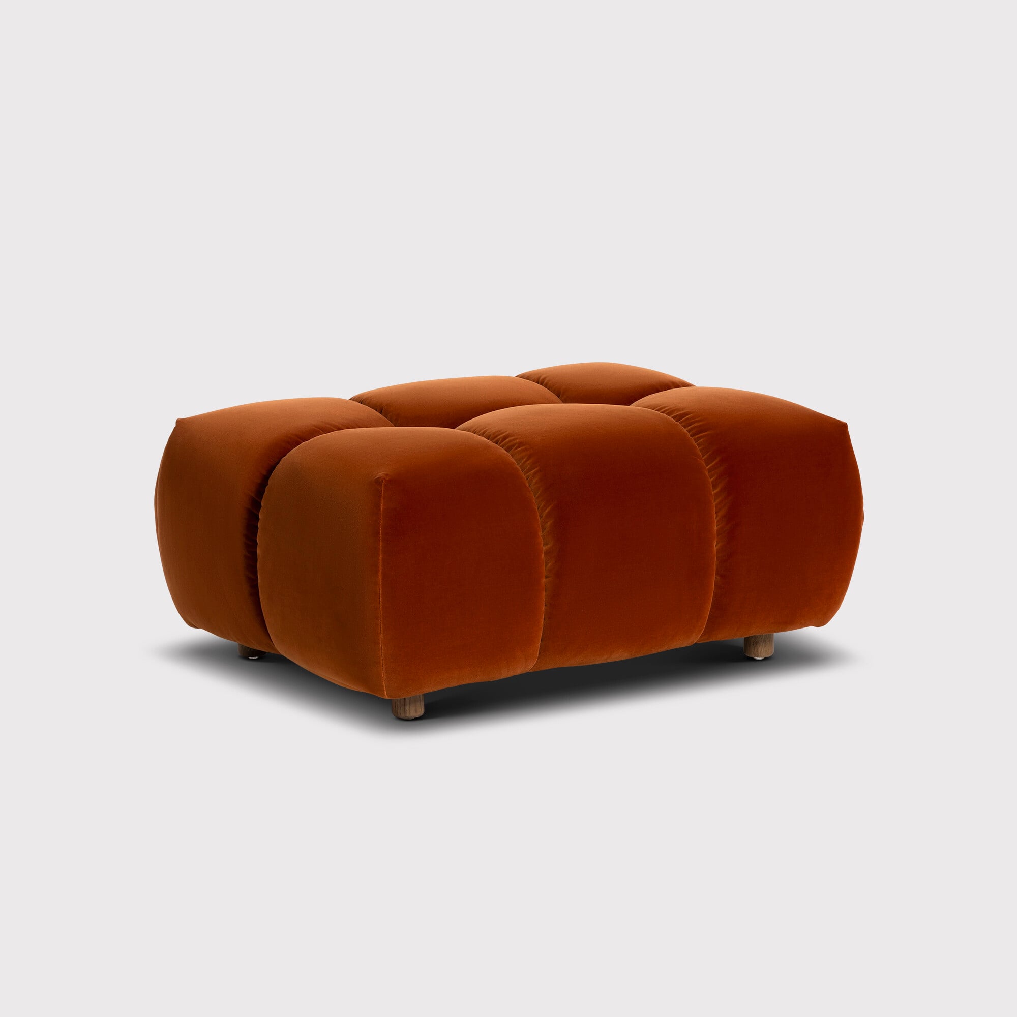 View Lavinia footstool in orange velvet View Lavinia footstool in orange velvet