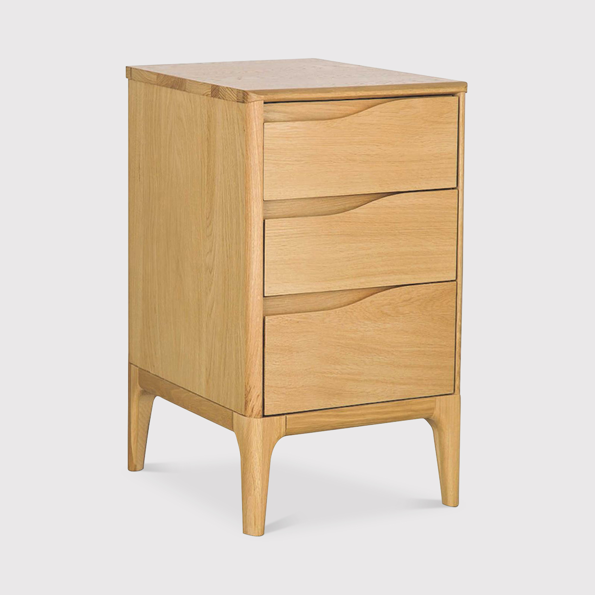 Ercol Rimini 3 Drawer Bedside Cabinet, Neutral Oak | Barker & Stonehouse