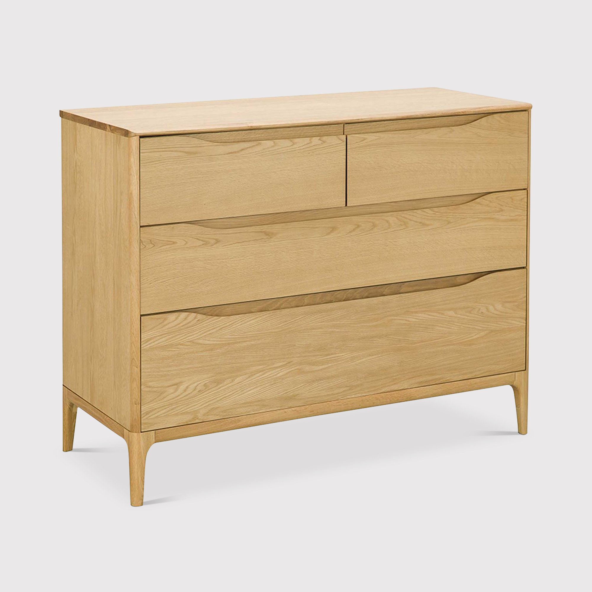 Ercol Rimini 4 Drawer Low Wide Chest, Neutral | Barker & Stonehouse