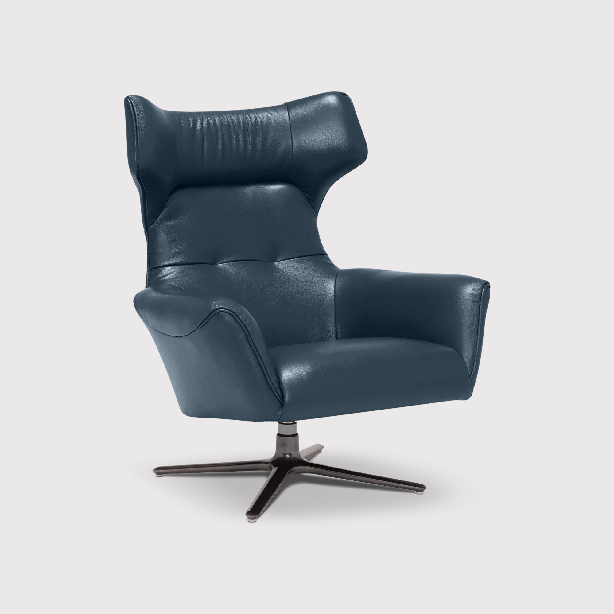 Jax Swivel Armchair, Navy Leather | Barker & Stonehouse