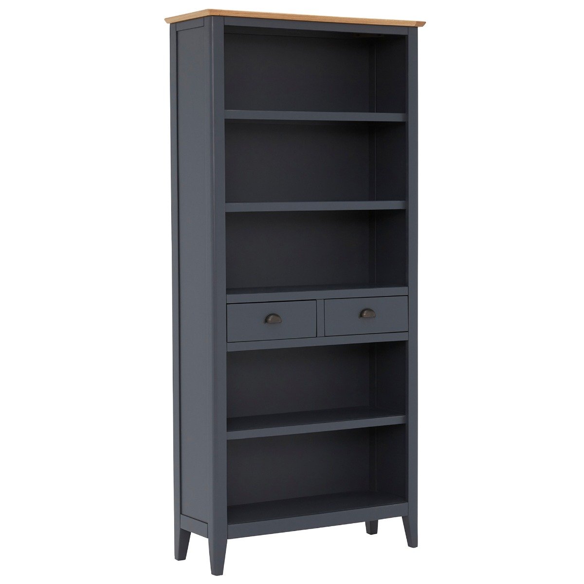 Ives Tall Bookcase With 2 Drawers, Navy | Barker & Stonehouse