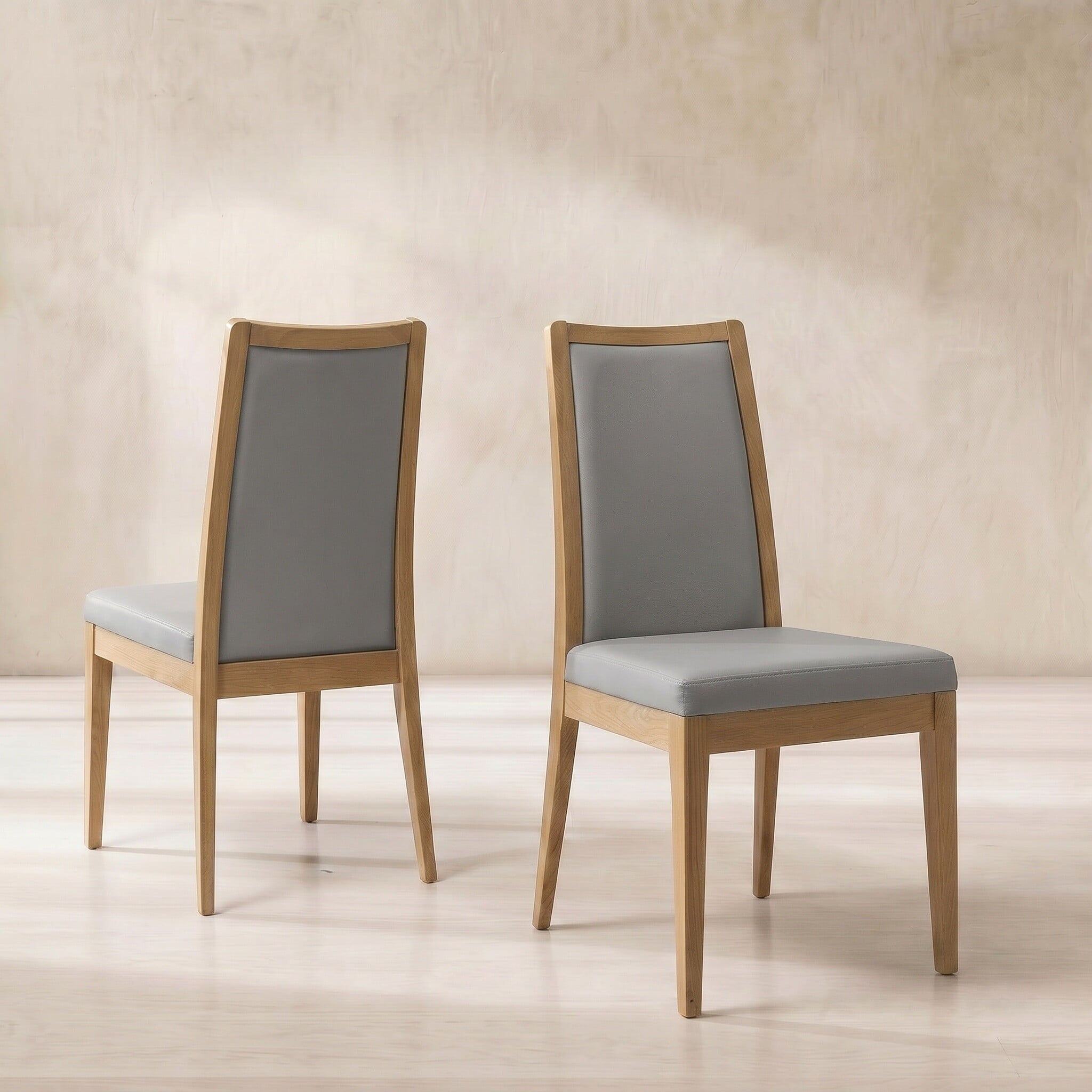 Ercol romana padded back dining chair in grey leather