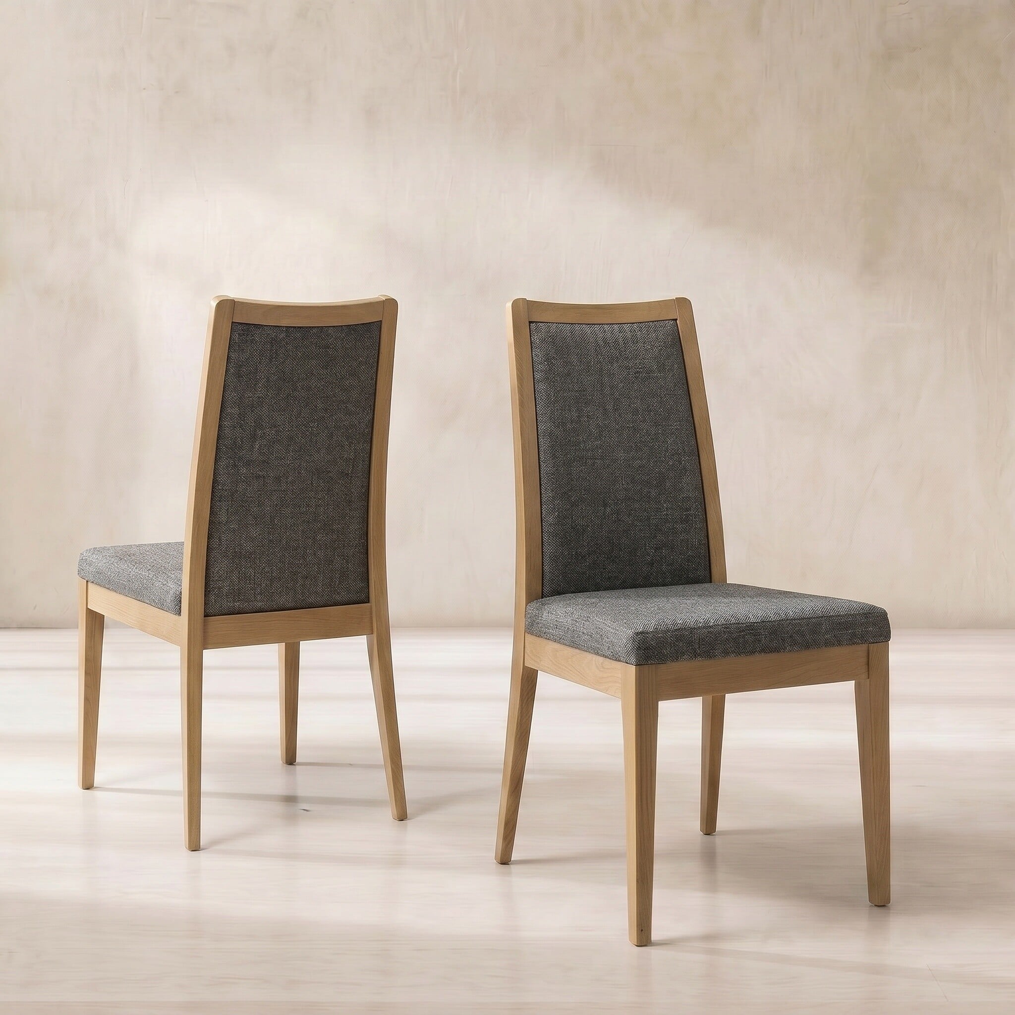 Ercol romana padded back dining chair in grey fabric