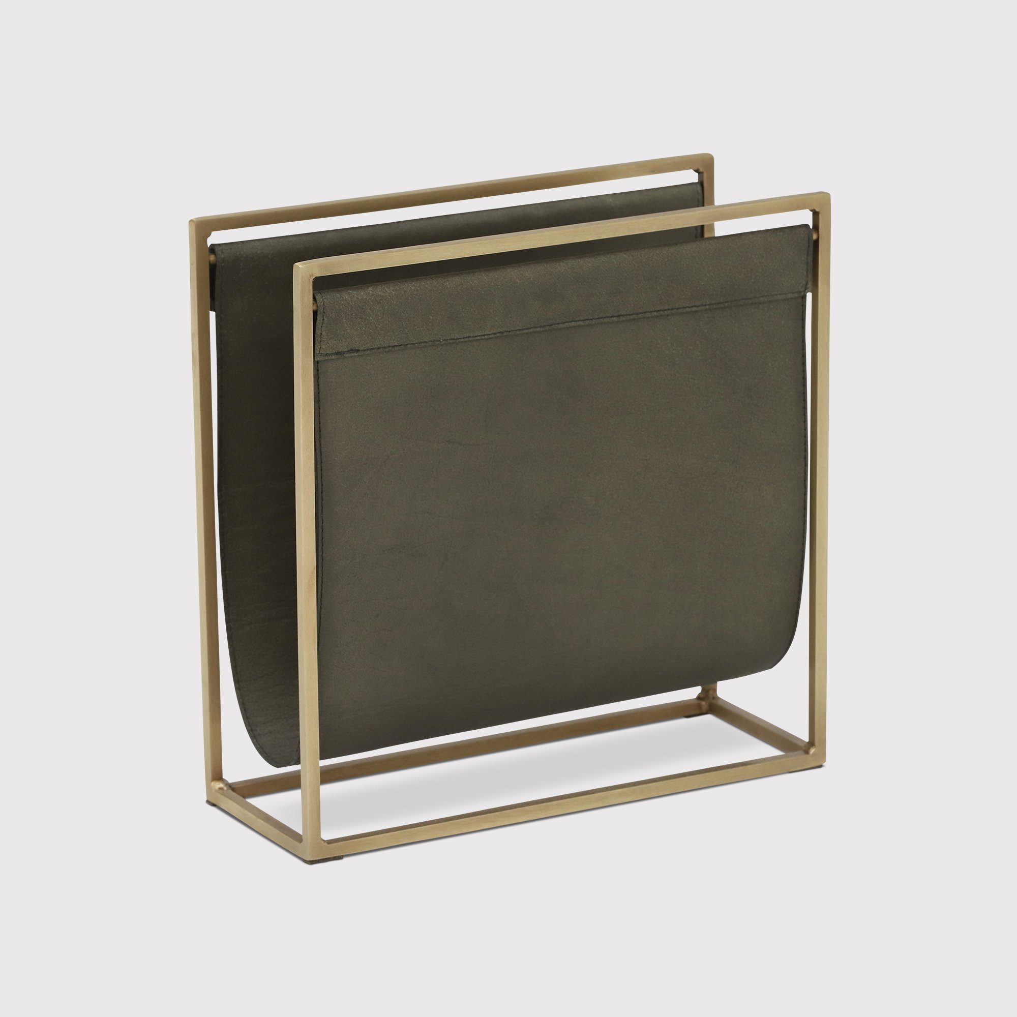 Pure Furniture Hatton Magazine Holder With Brass Antique Frame, Green | Barker & Stonehouse