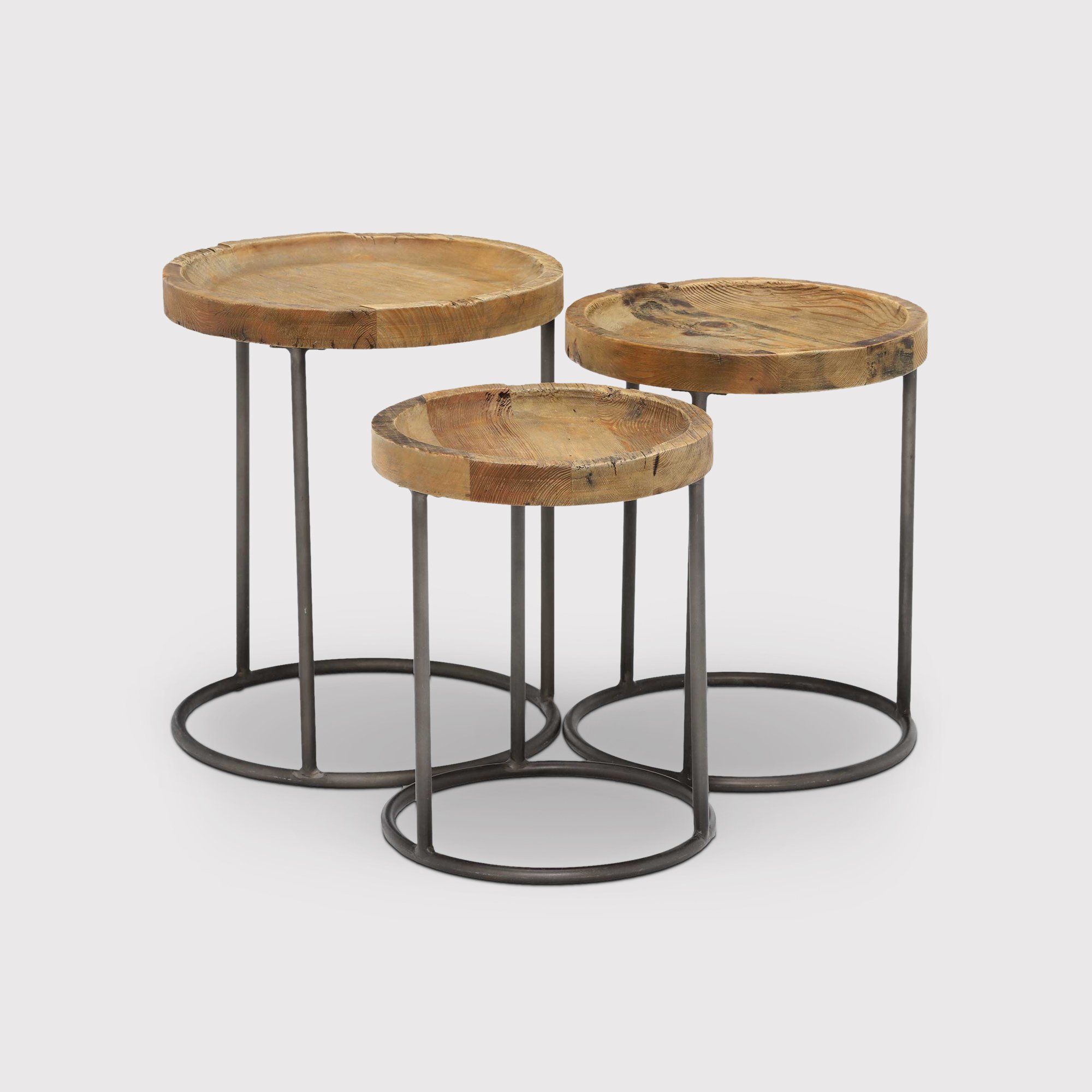Keeler Set Of 3 Round Tables, Round, Brown | Barker & Stonehouse