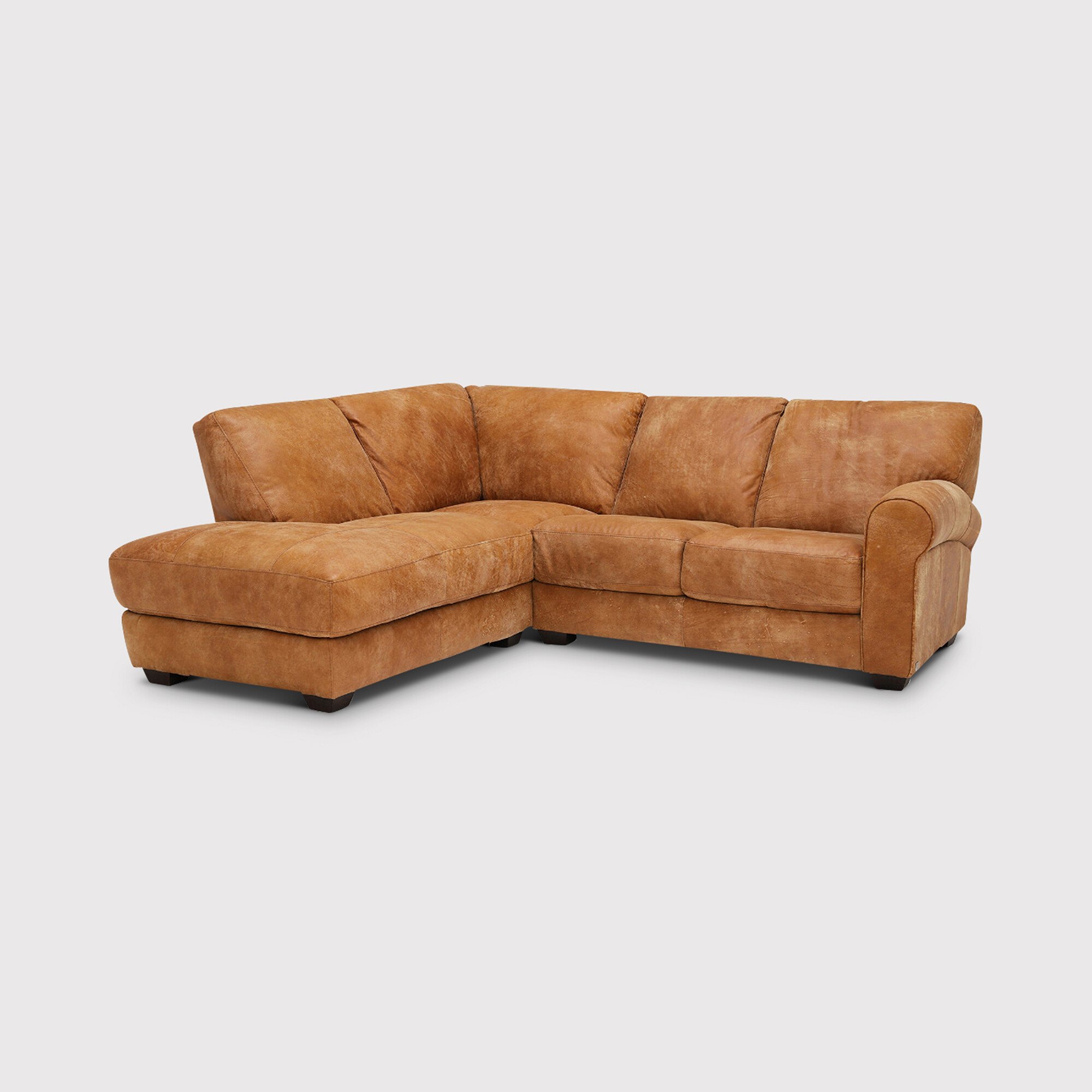 Houston Medium Corner Lhf Chaise Corner Sofa, Brown Leather | Barker & Stonehouse