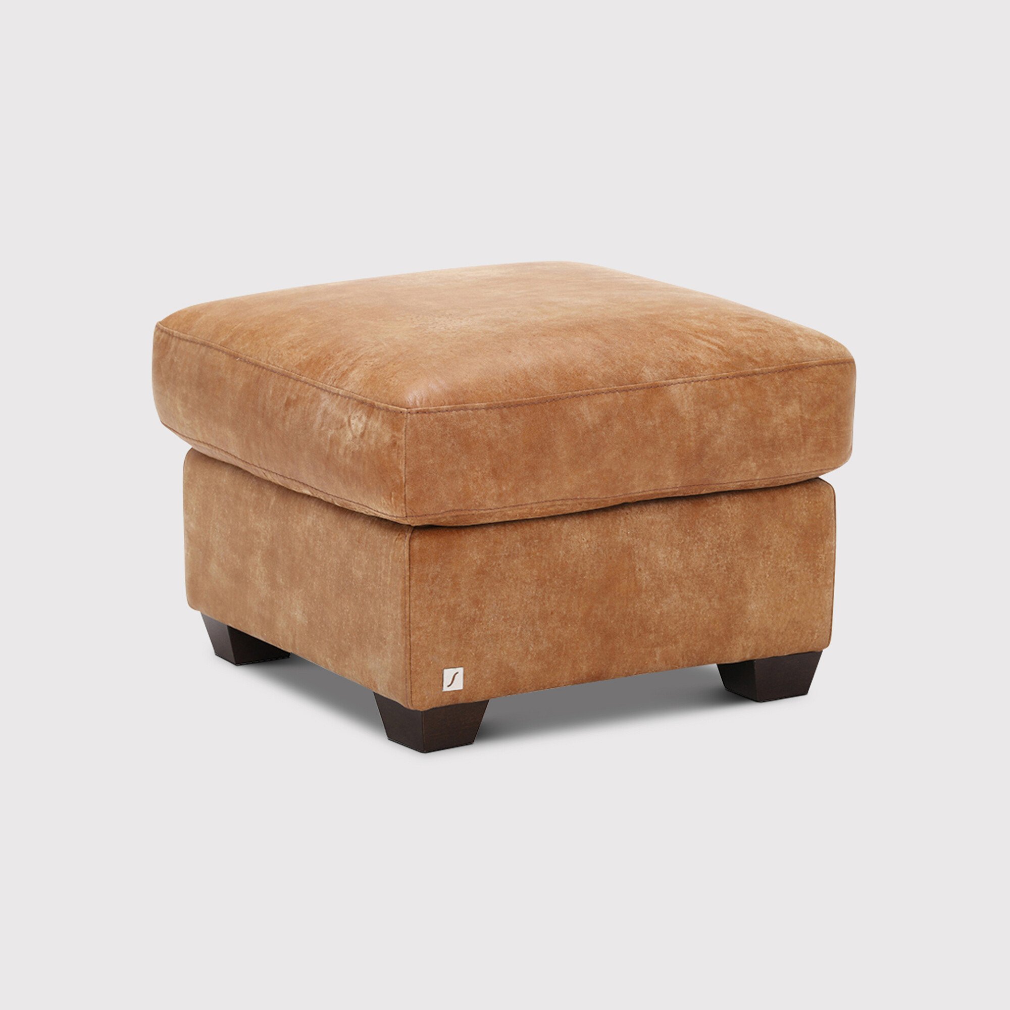 Houston Footstool, Brown Leather | Barker & Stonehouse