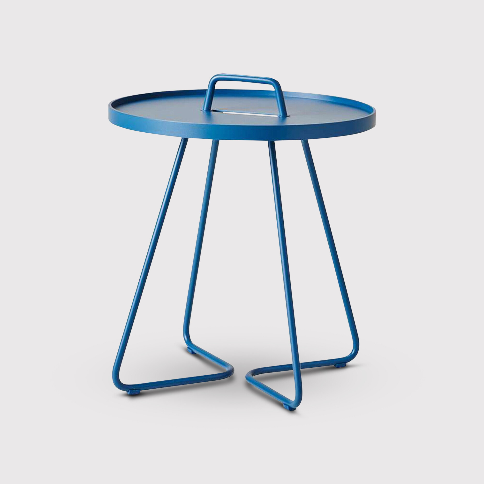 Cane Line On The Move Small Side Table, Round, Blue Metal | Barker & Stonehouse thumbnail