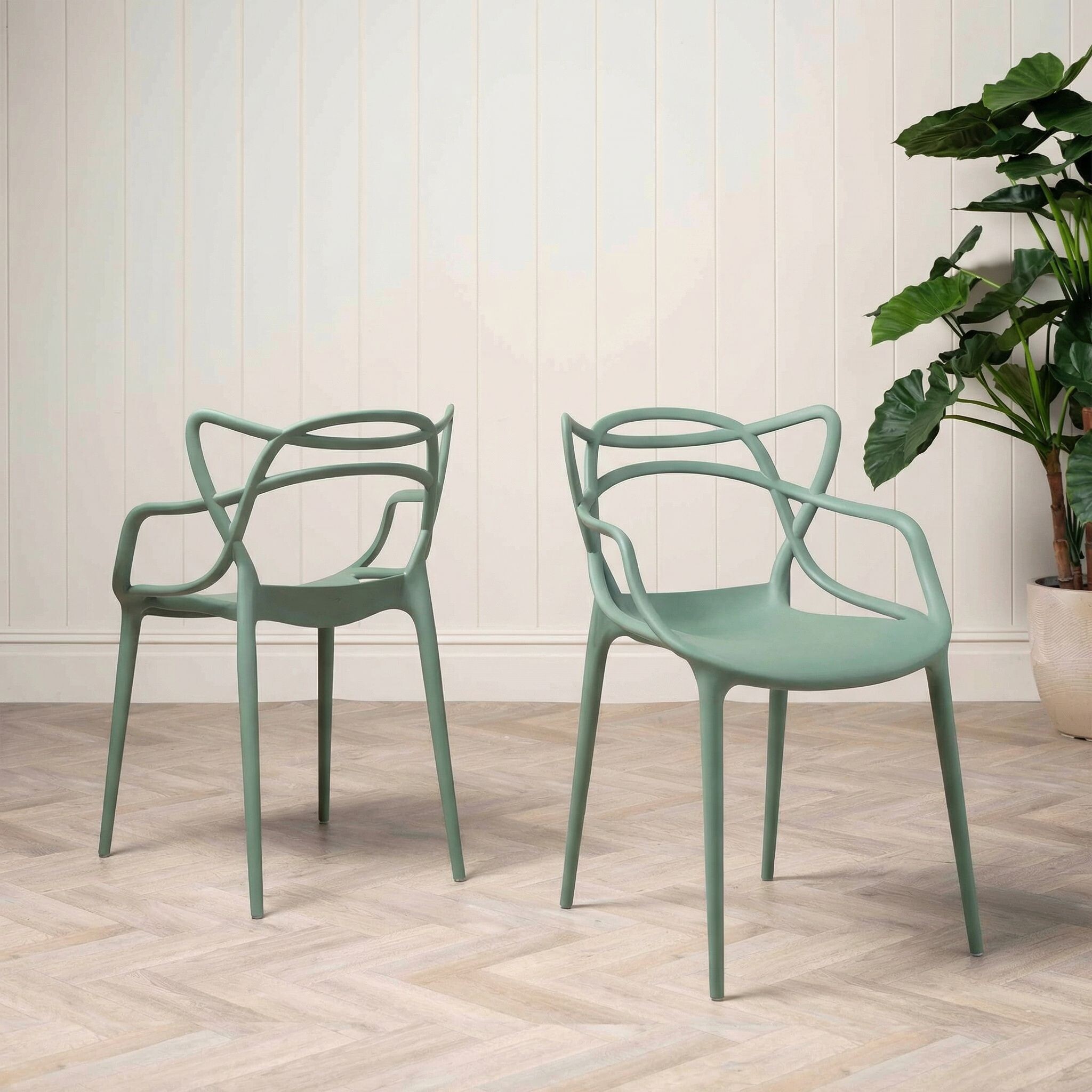 Kartell Masters Sage Green Open Back Sculpted Dining Chair, Sage