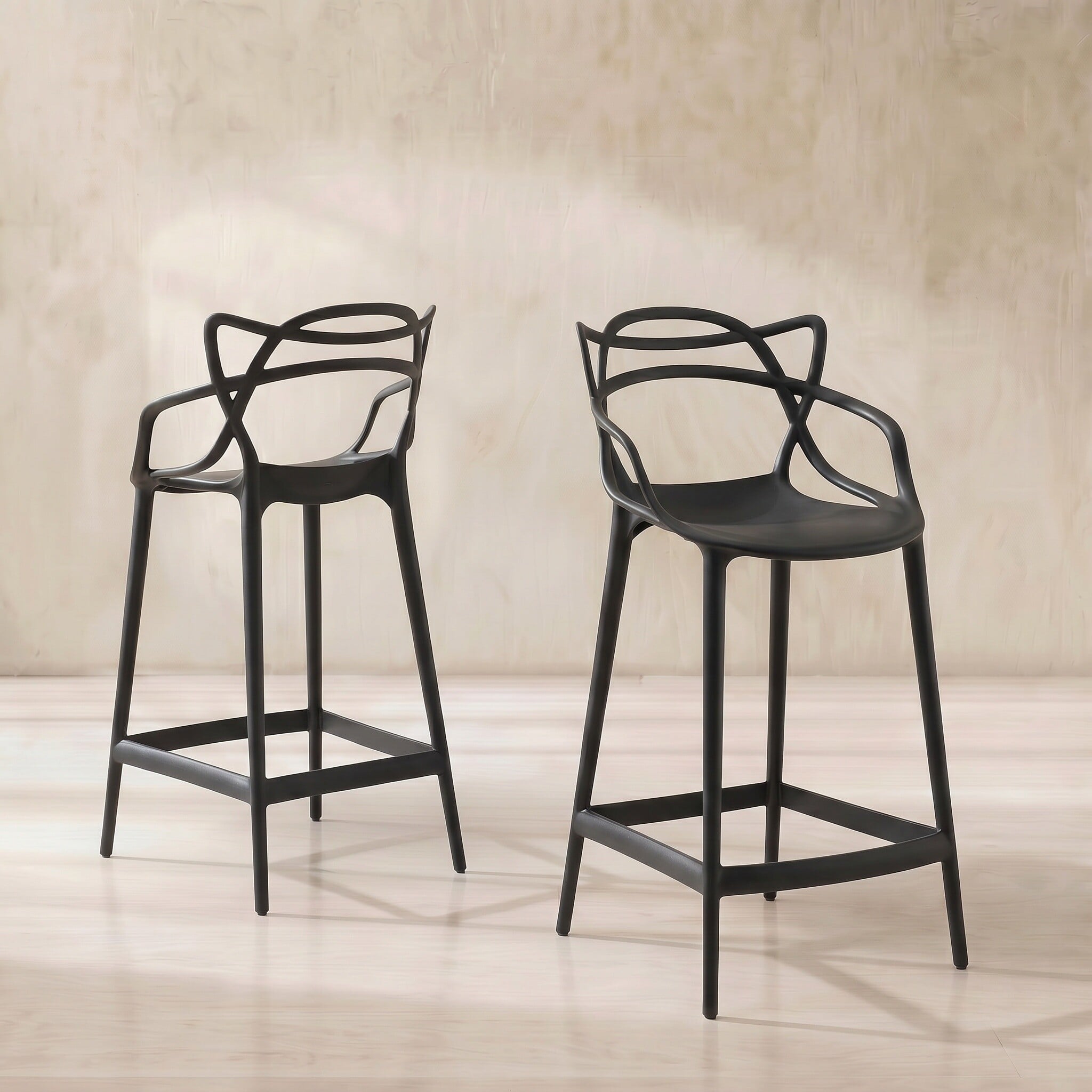 View Kartell masters low dining stool 65cm in black plastic View Kartell masters low dining stool 65cm in black plastic