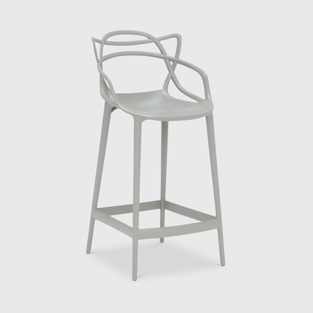 Kartell Masters Low Dining Stool 65cm, Grey Plastic | Barker & Stonehouse