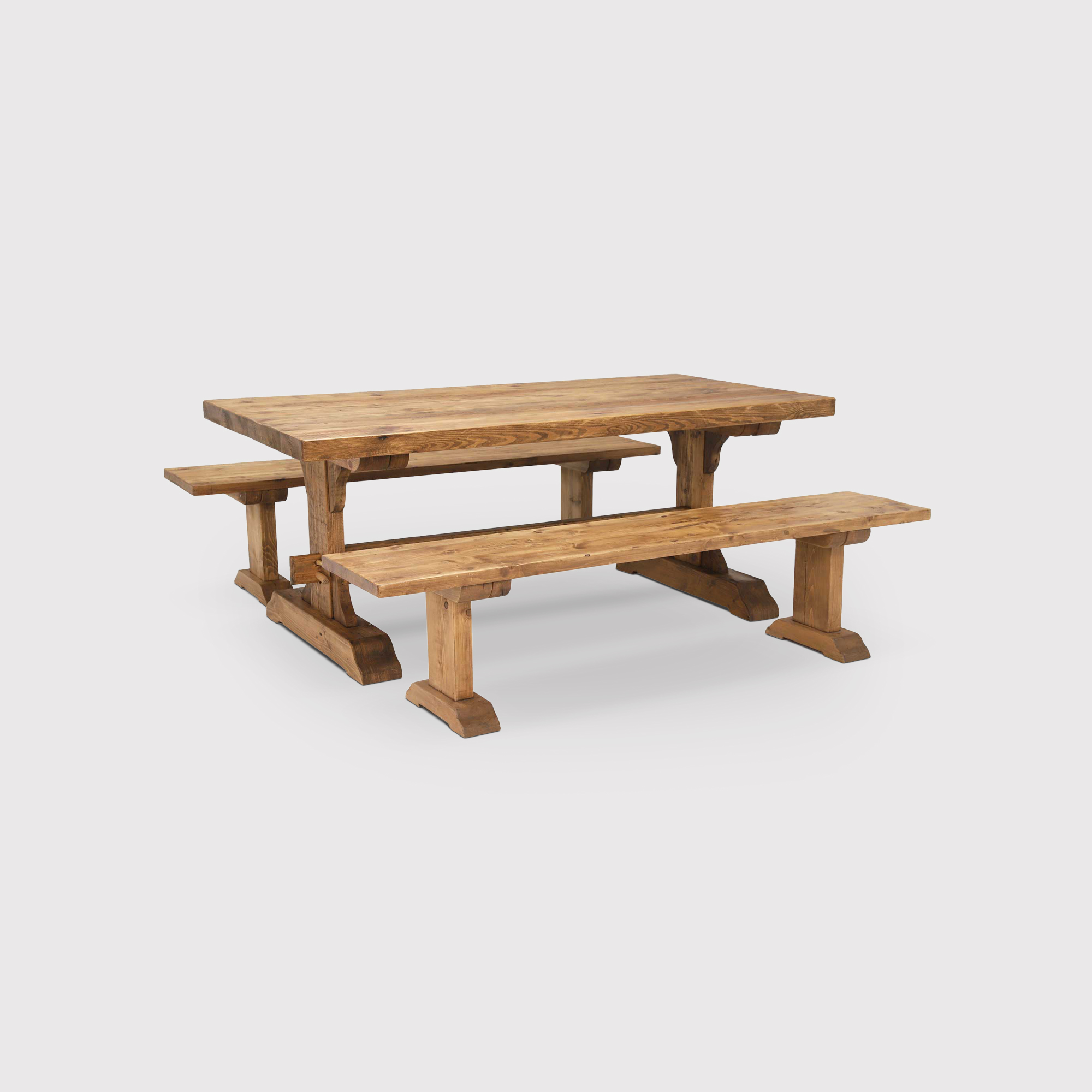 Covington Dining Table & 2 Benches, Brown | Barker & Stonehouse