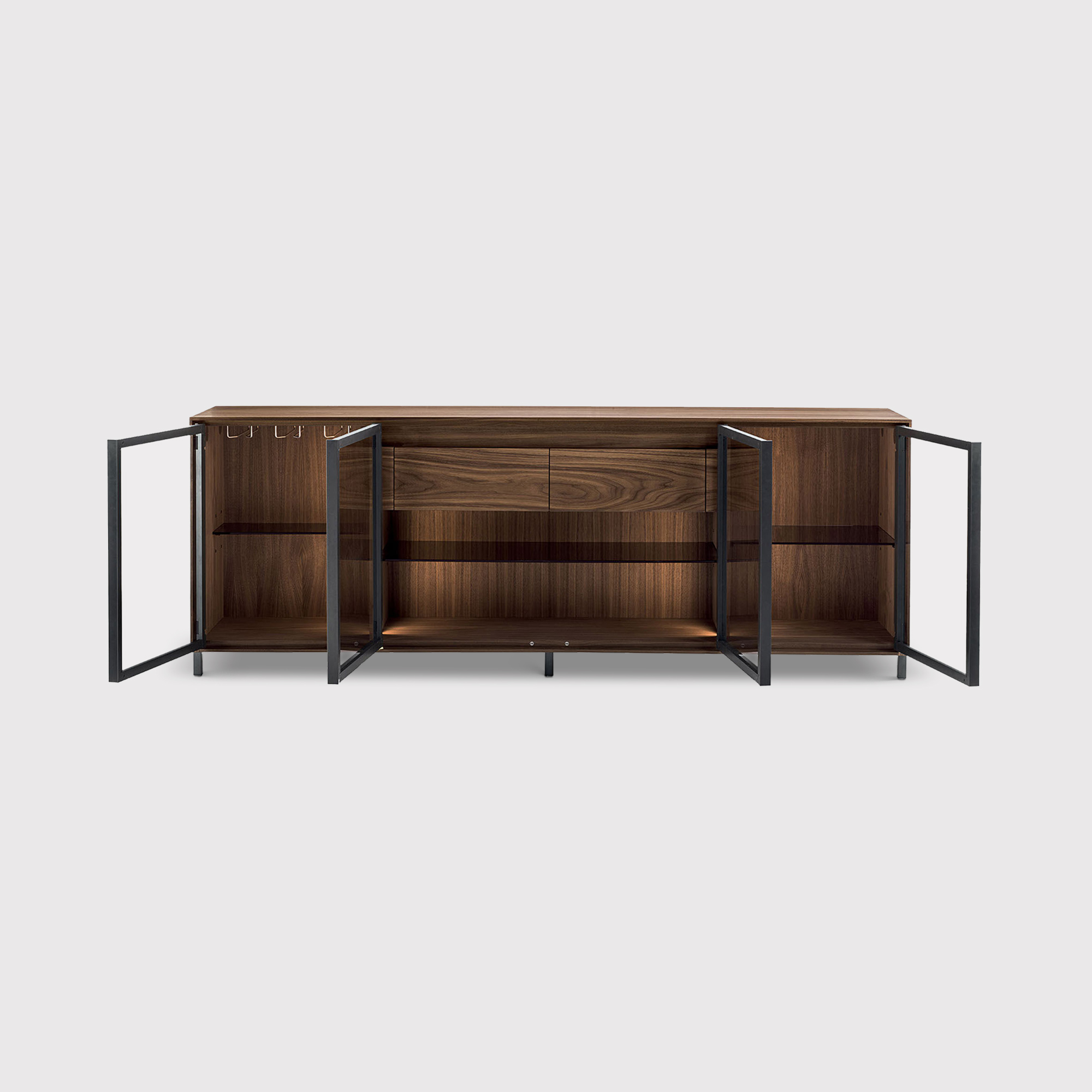 RIVA Pandora 4 Door Glass Sideboard, Brown | Barker & Stonehouse