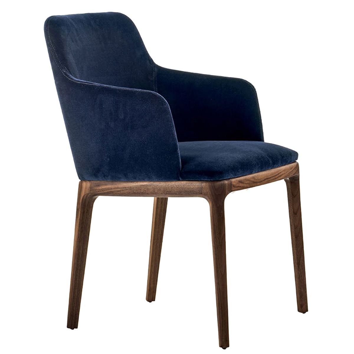 RIVA Cloe Dining Chair With Arm, Blue Velvet | Barker & Stonehouse