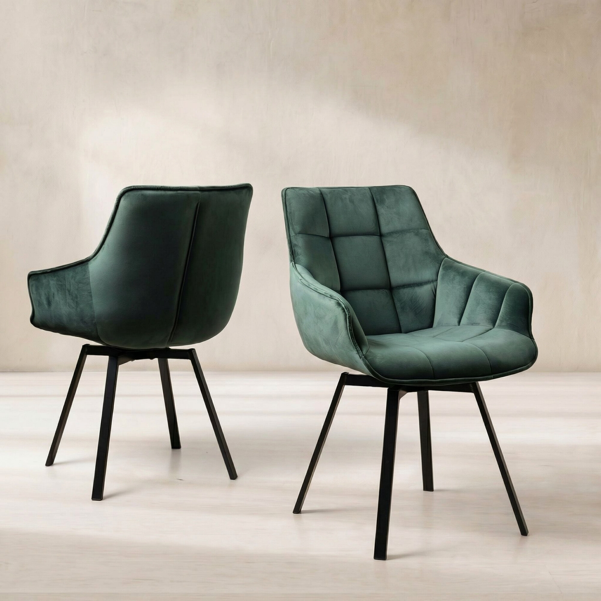 Jasper leisure swivel dining chair in green velvet