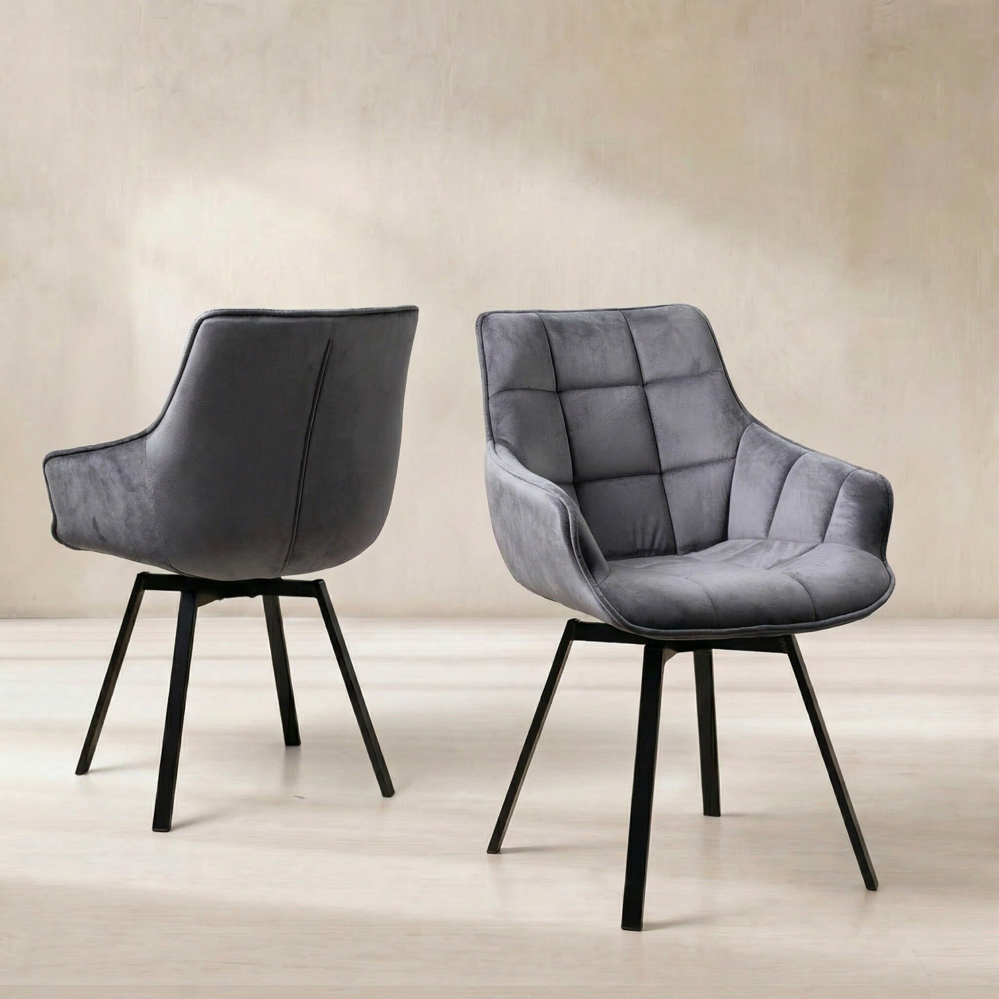 Jasper leisure swivel dining chair in grey velvet