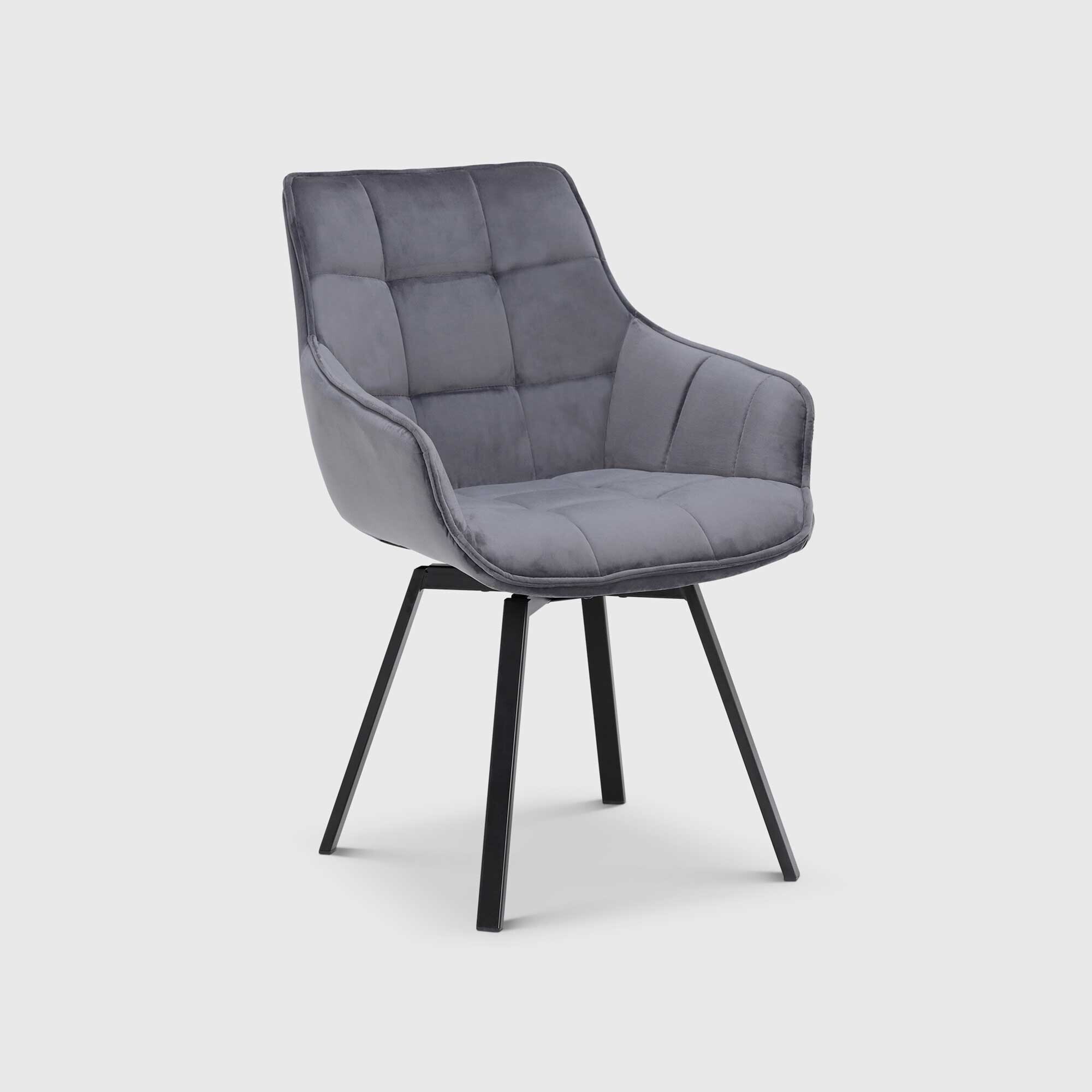 Jasper Leisure Swivel Dining Chair, Grey Velvet | Barker & Stonehouse