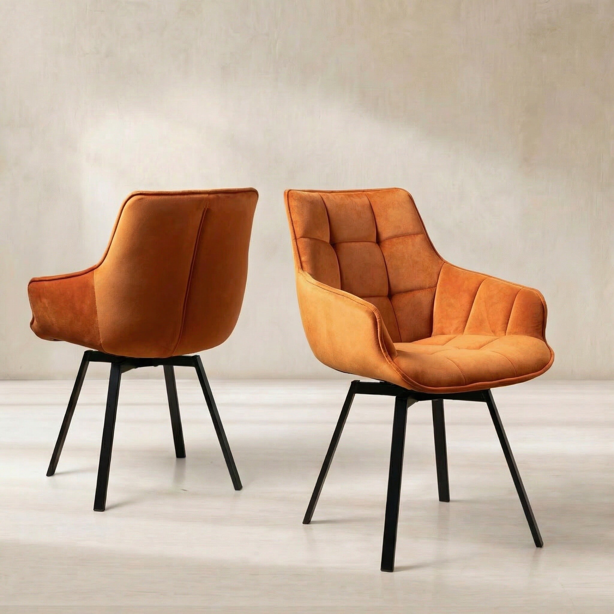 Jasper leisure swivel dining chair in orange velvet