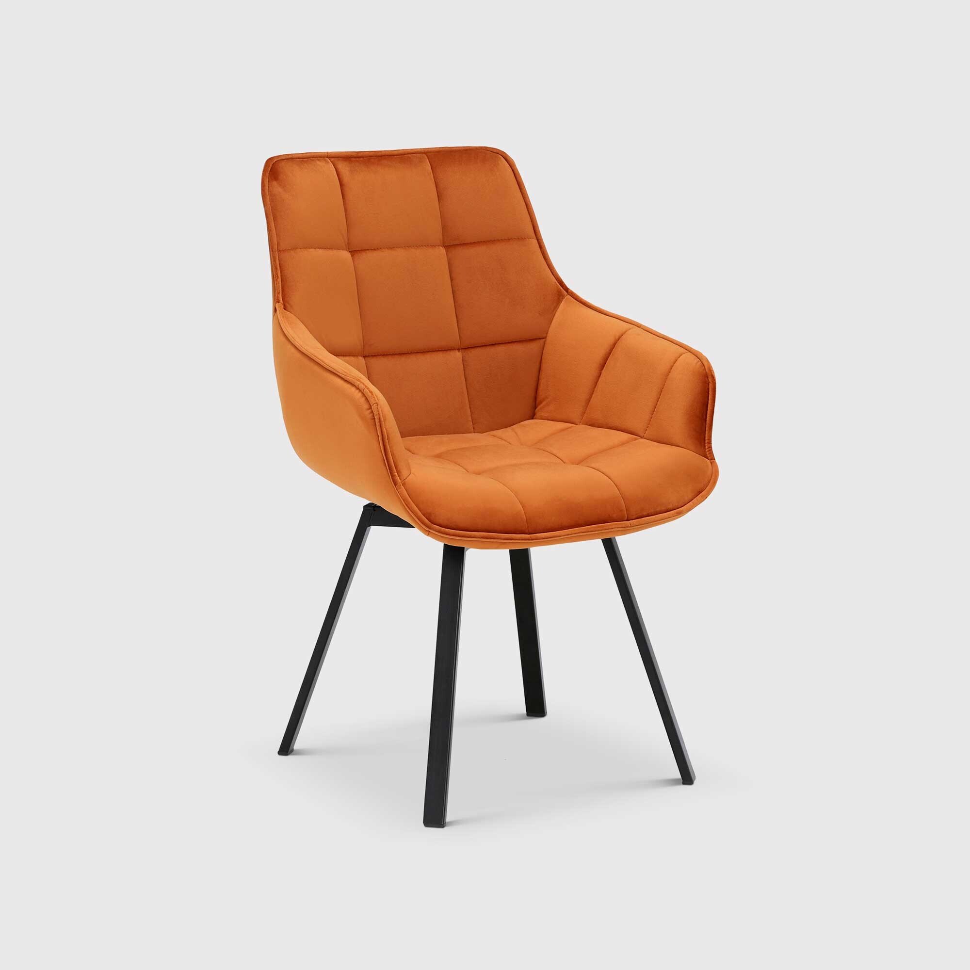 Jasper Leisure Swivel Dining Chair, Orange Velvet | Barker & Stonehouse