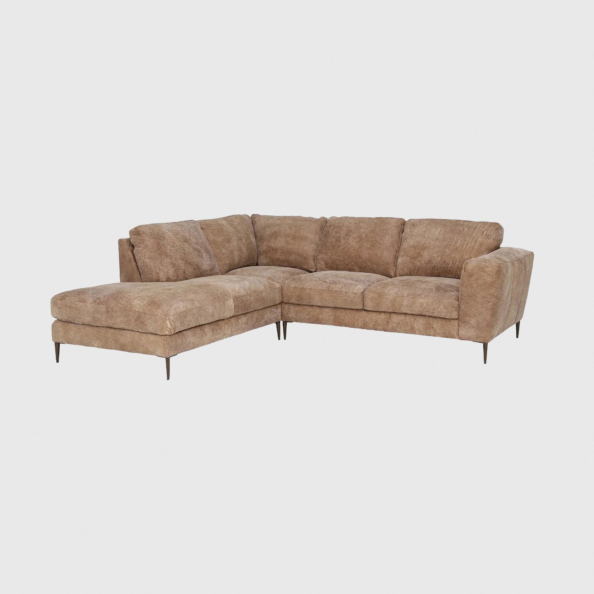Troy Corner Sofa Chaise Left, Brown Leather | Barker & Stonehouse