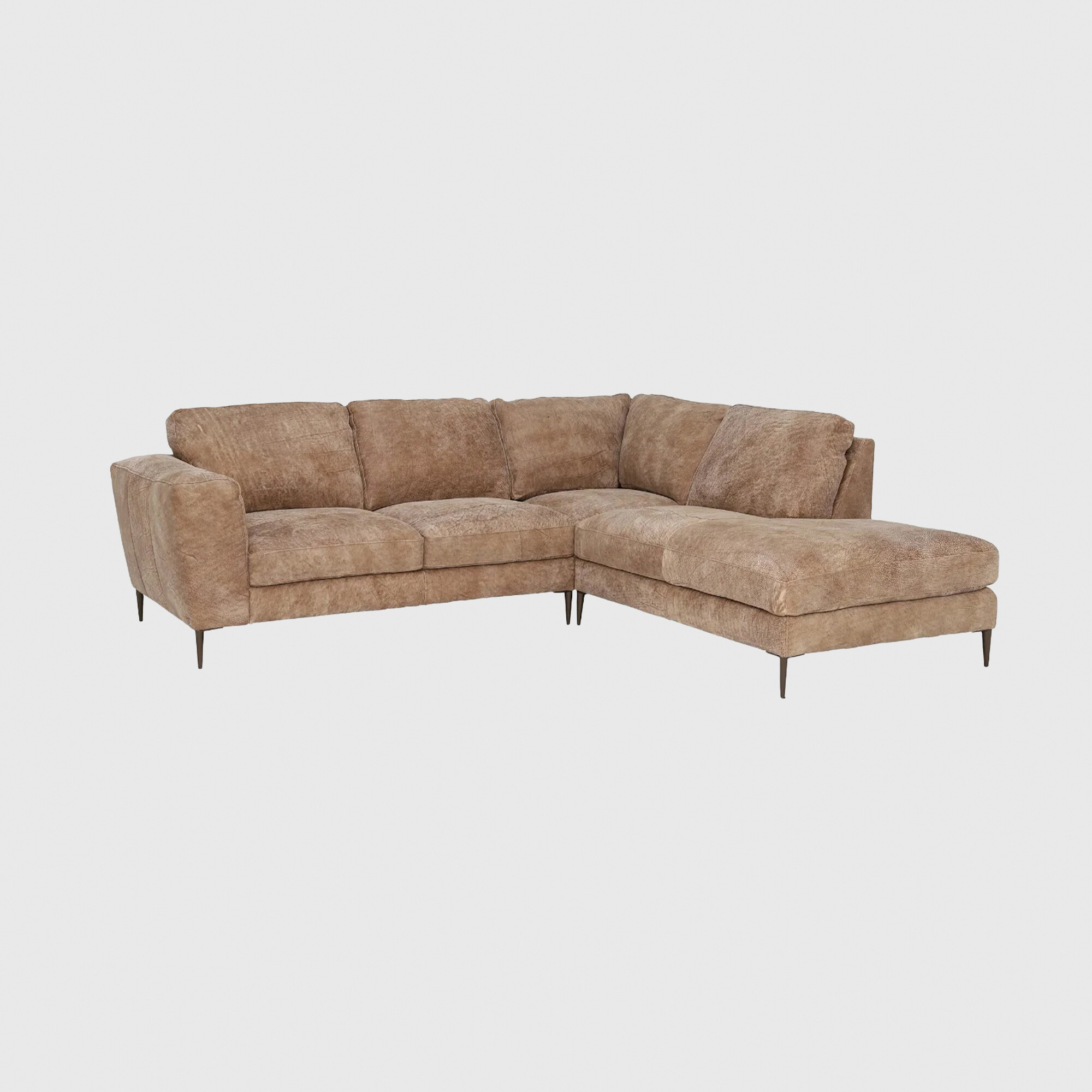 Troy Corner Sofa Chaise Right, Brown Leather | Barker & Stonehouse