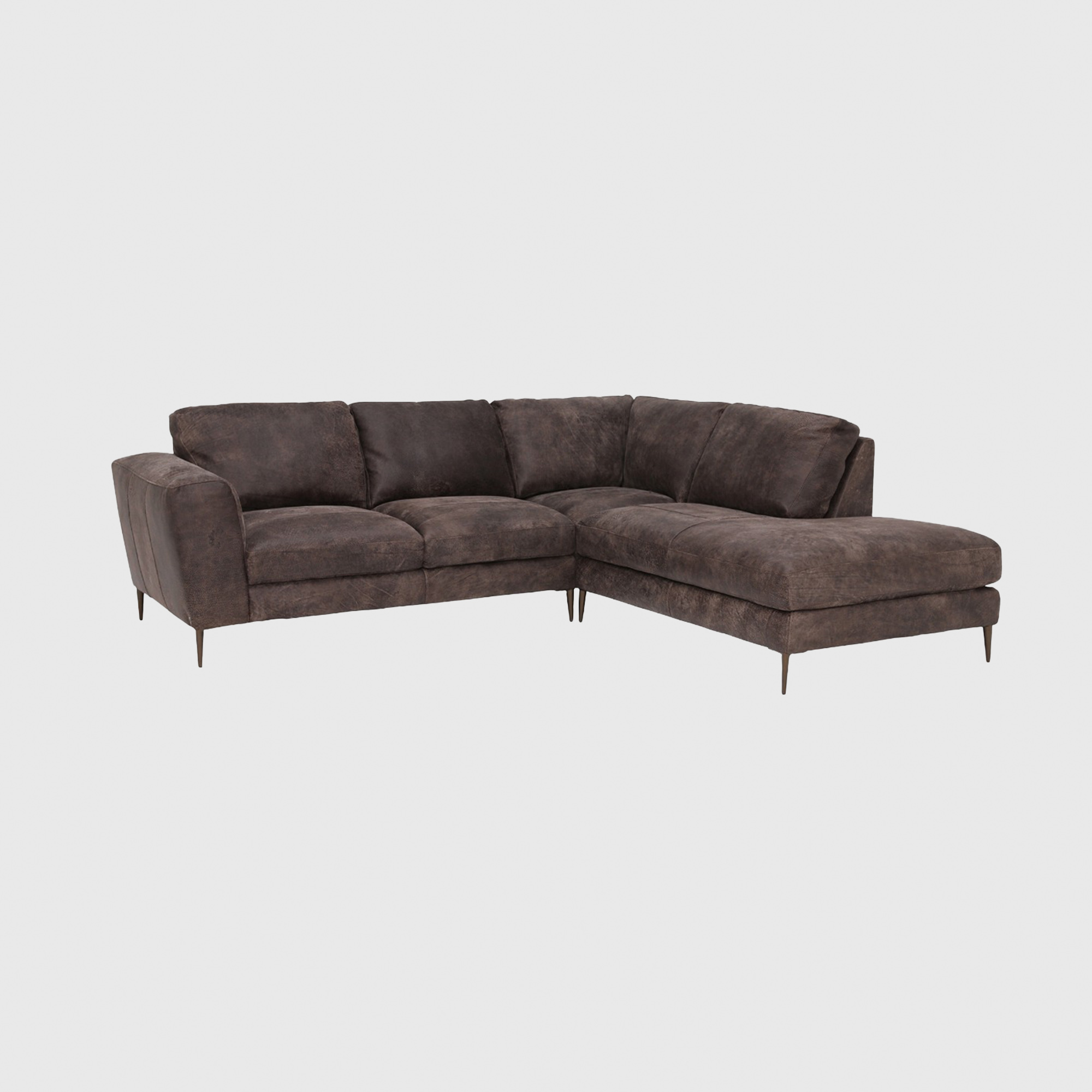Troy Medium Corner Rhf Chaise Corner Sofa, Brown Leather | Barker & Stonehouse