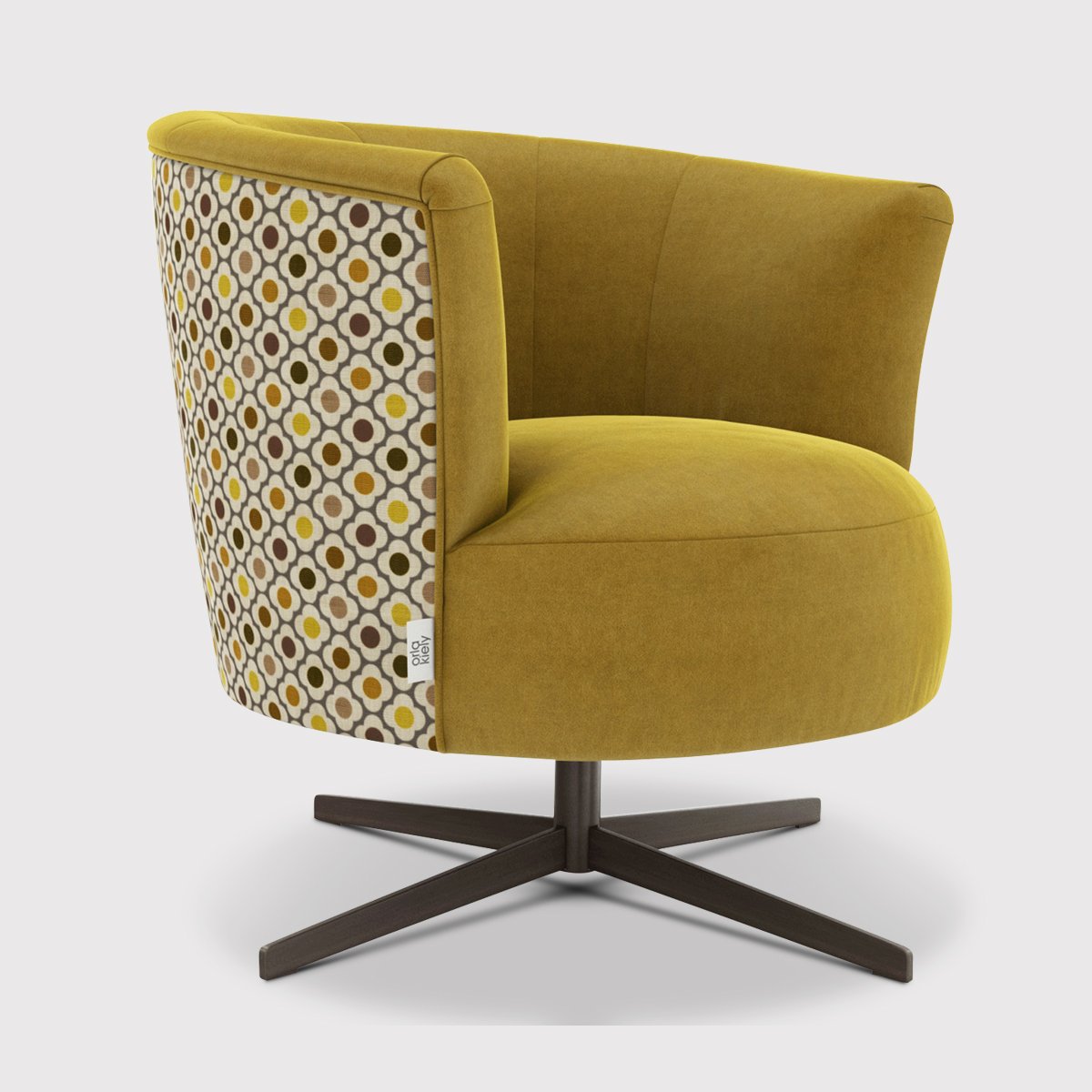 Orla Kiely Lily Swivel Armchair, Yellow Fabric | Barker & Stonehouse