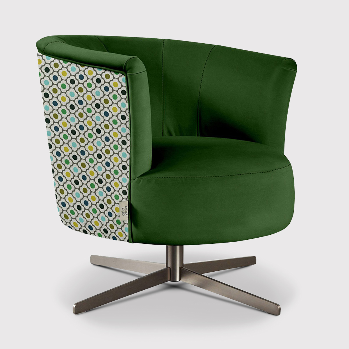 Orla Kiely Lily Swivel Armchair, Green Fabric | Barker & Stonehouse