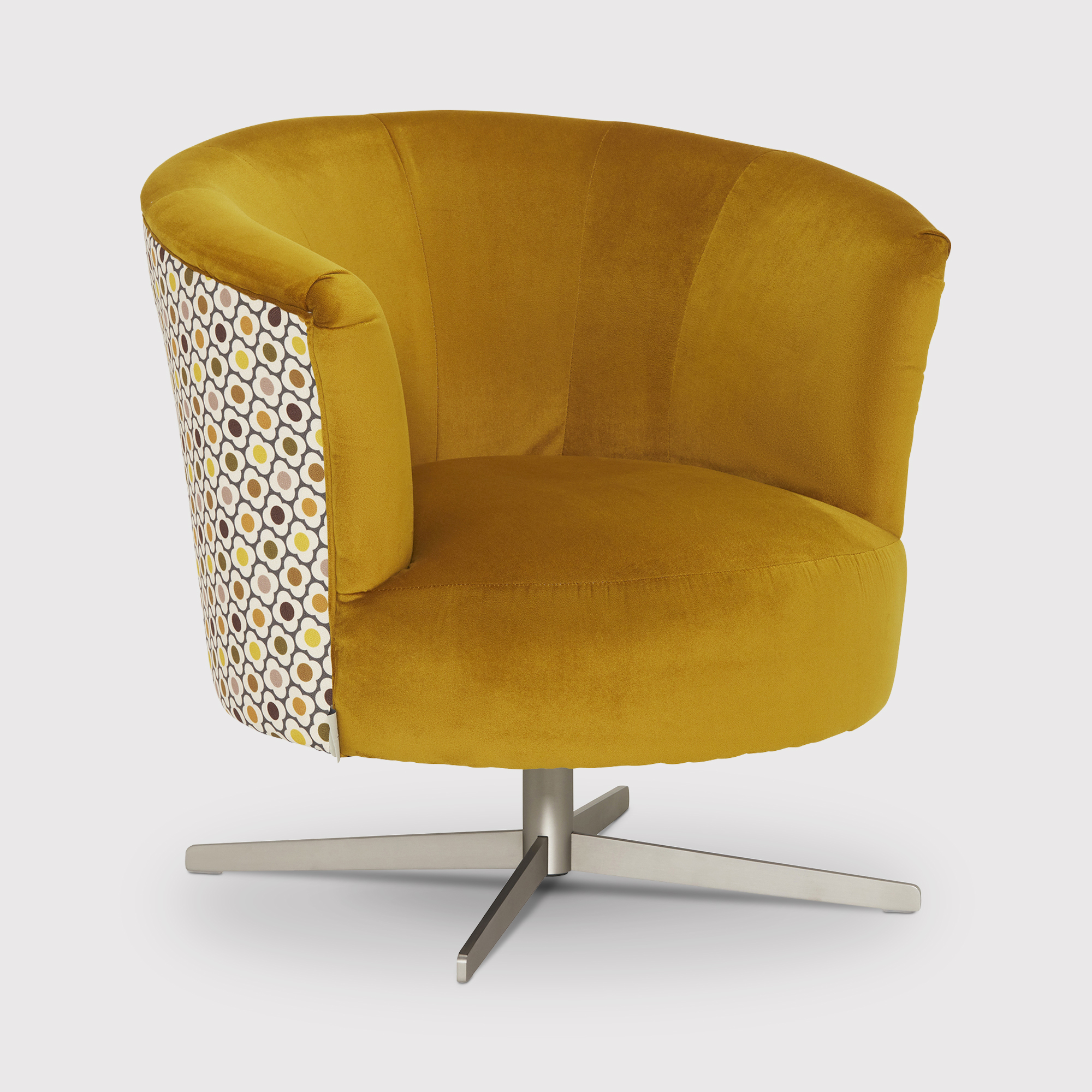 Orla Kiely Lily Swivel Armchair, Yellow Fabric | Barker & Stonehouse