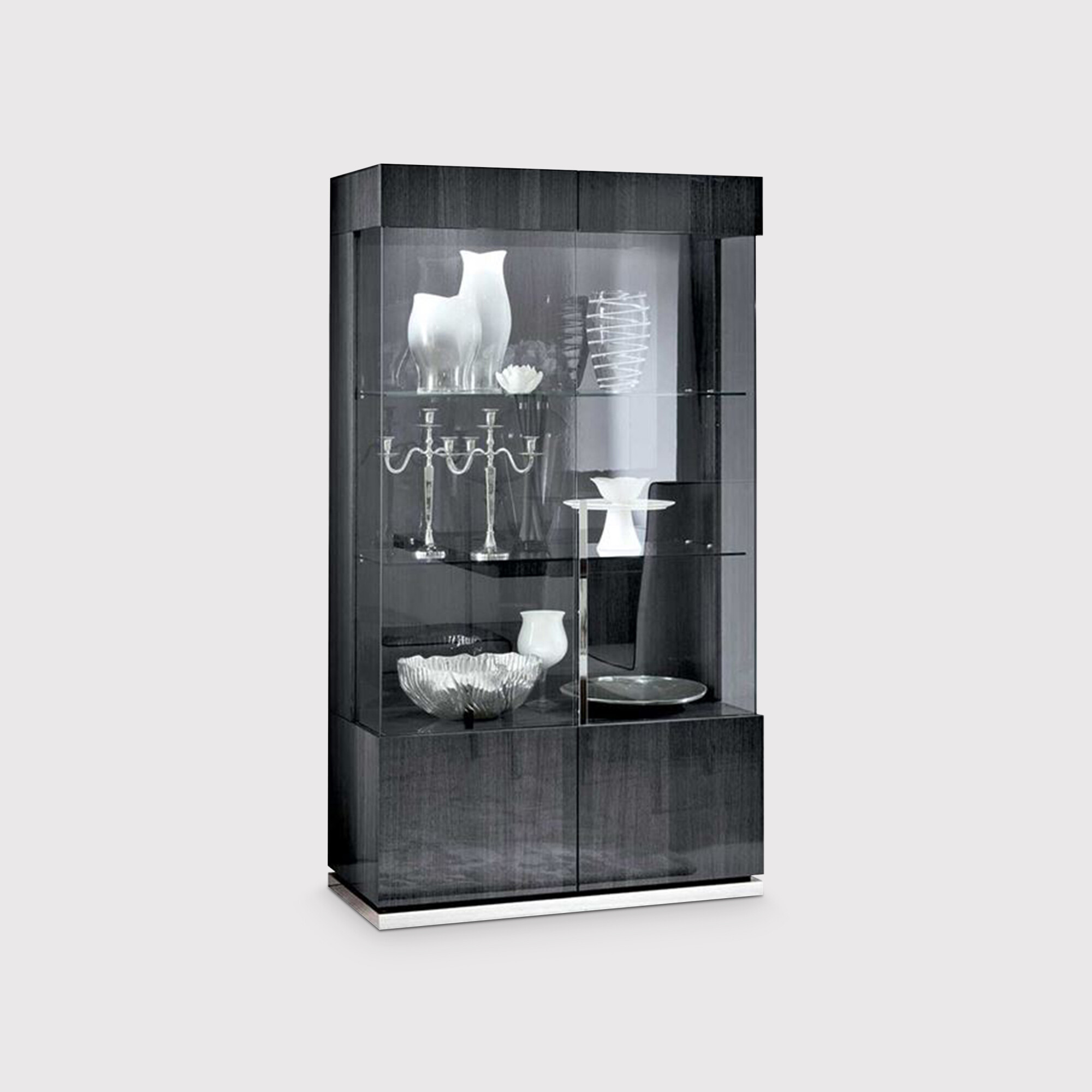 Borgia 2 Door Cabinet, Grey Gloss | Barker & Stonehouse