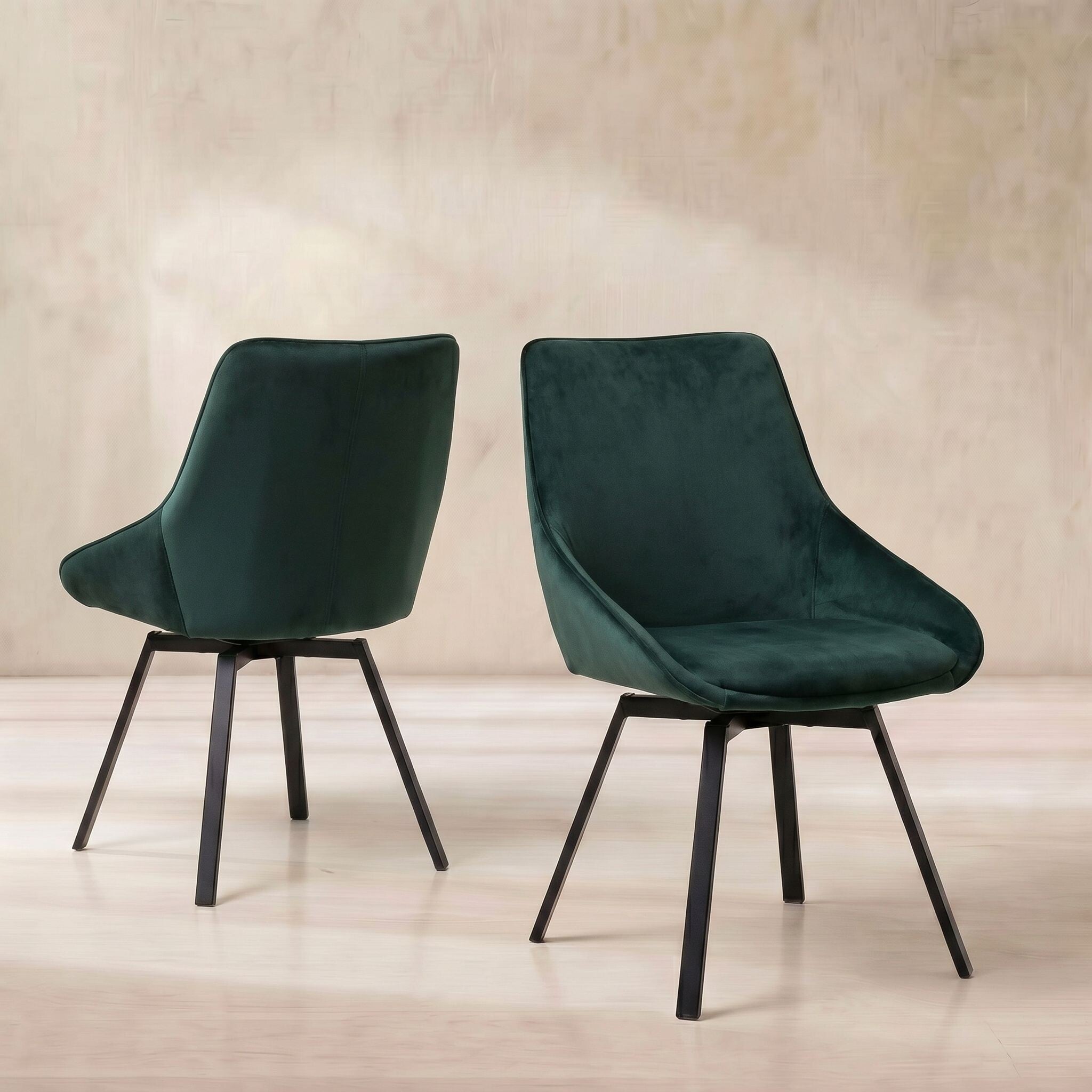 Beckton leisure swivel dining chair in green velvet
