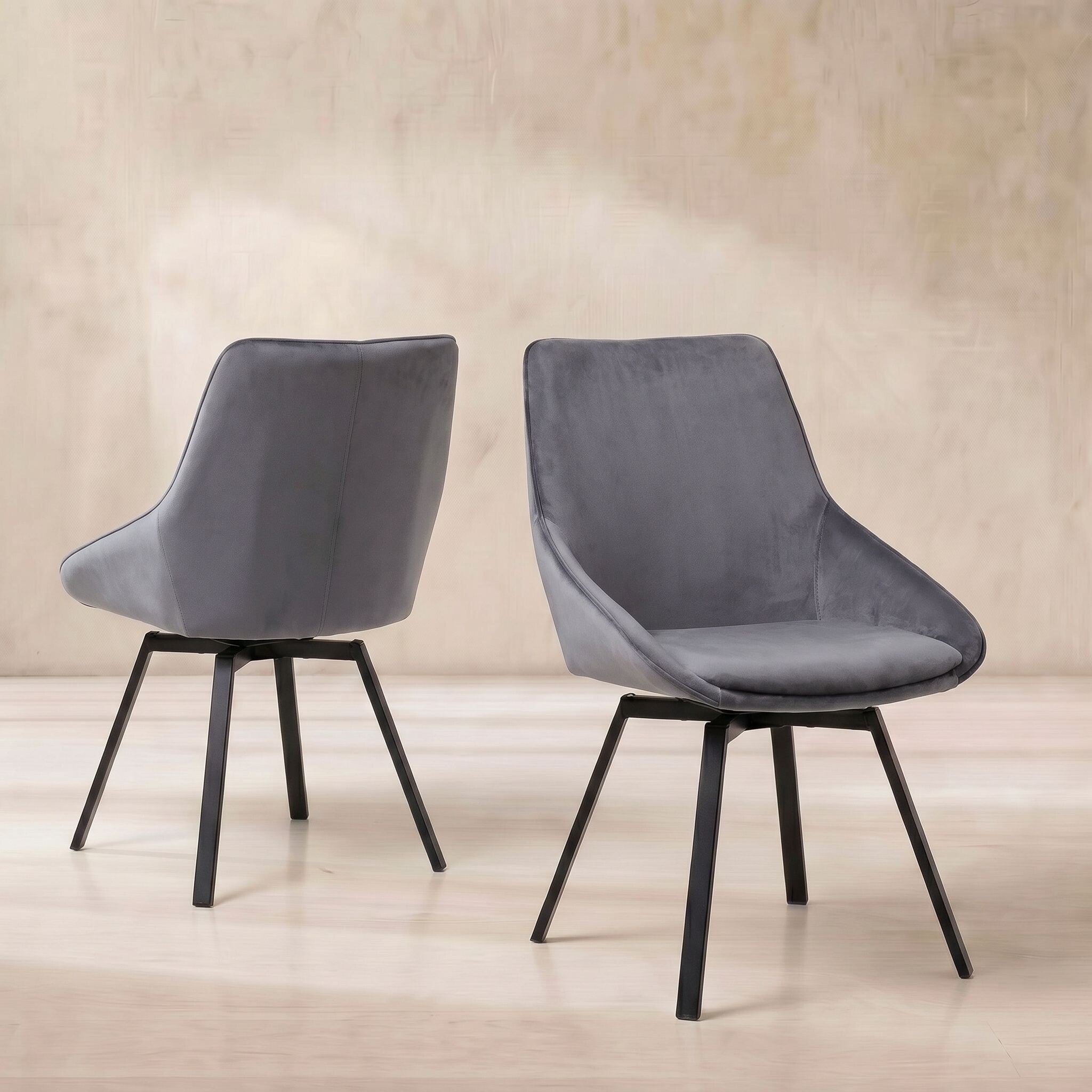 Beckton leisure swivel dining chair in grey velvet