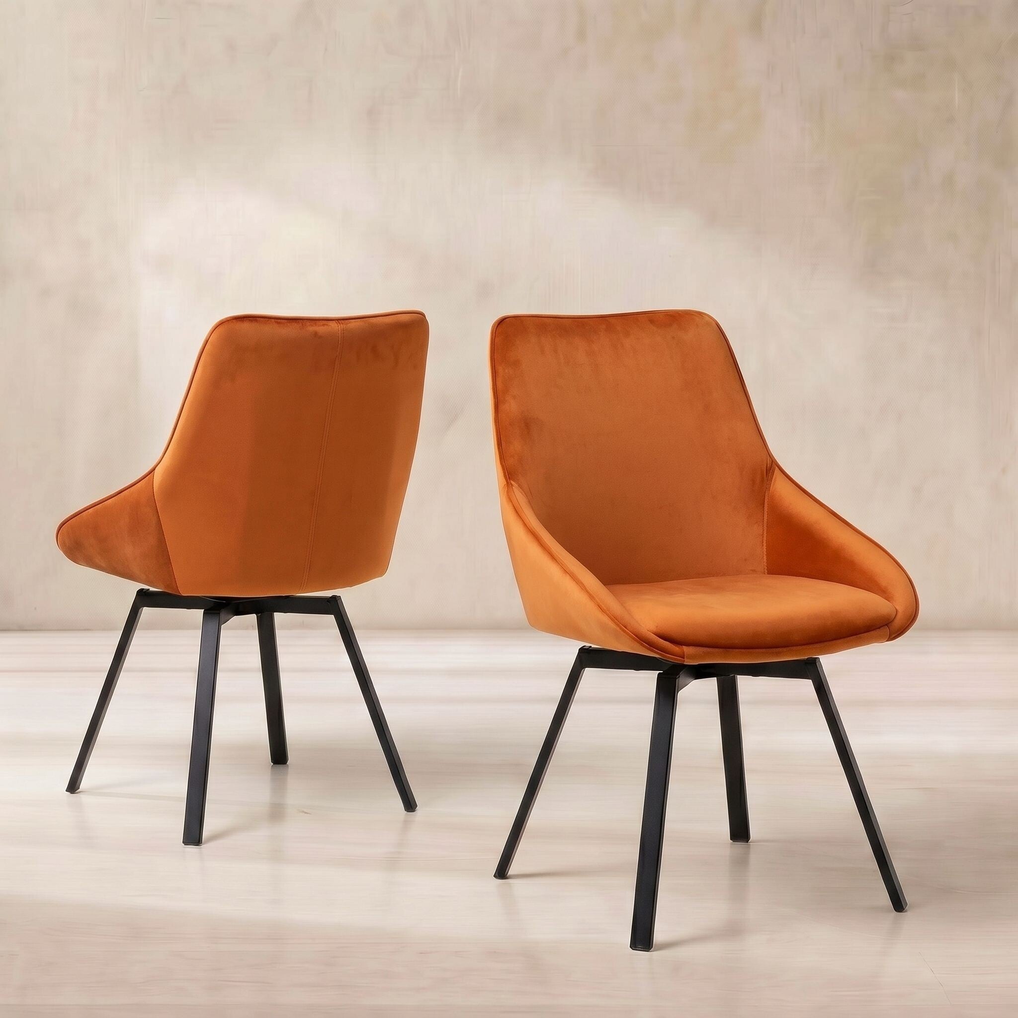 Beckton leisure swivel dining chair in orange velvet